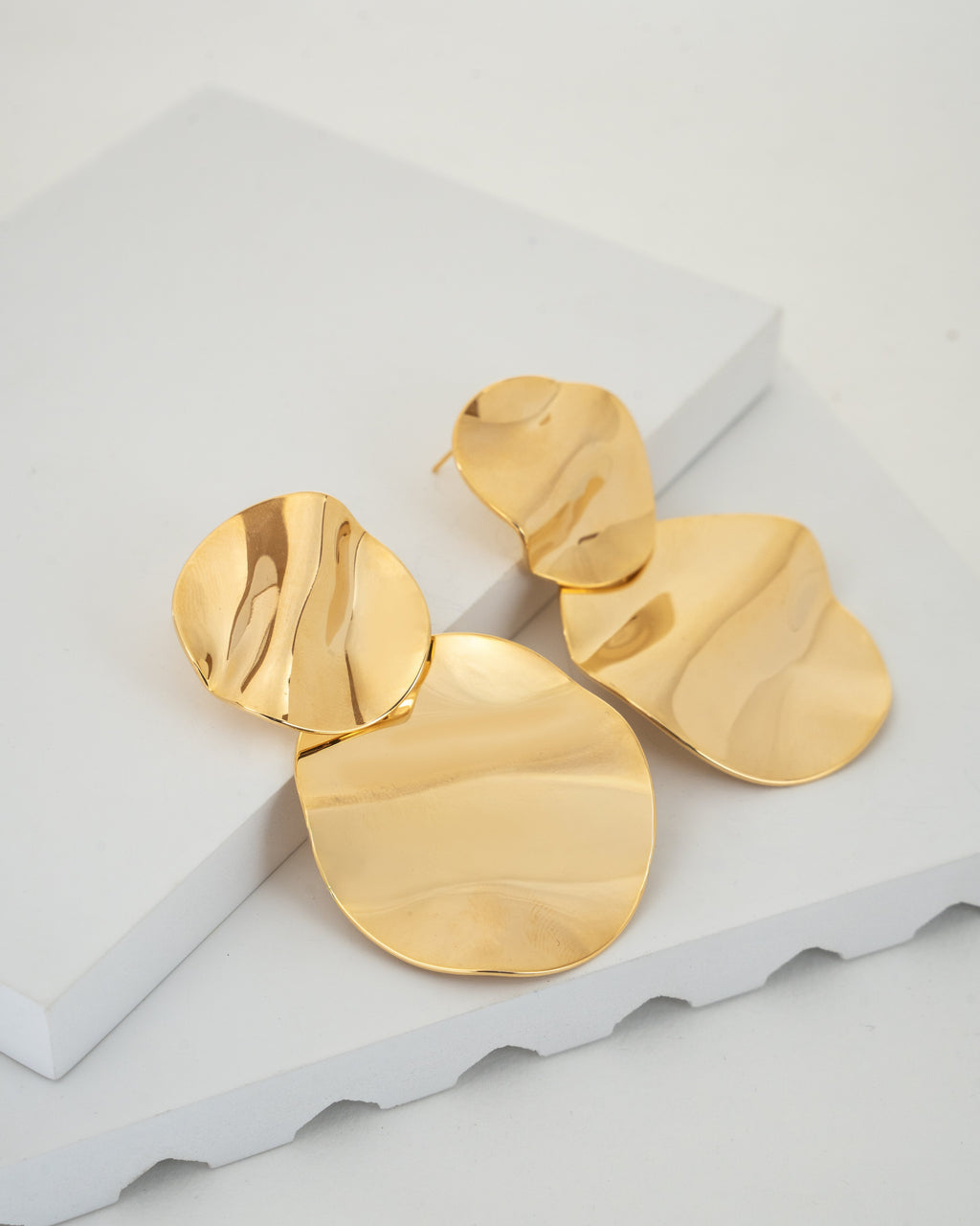 Elegant Gold-Plated Abstract Disc Earrings