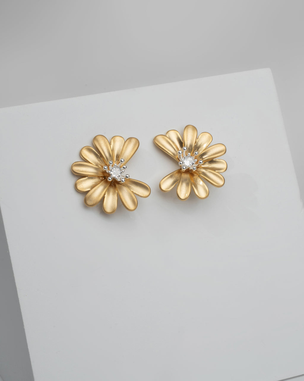Radiant Gold Blossom Stud Earrings with Swarovski Crystals