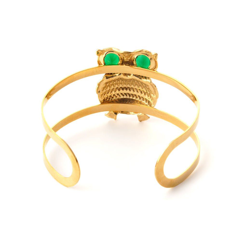 Elegant Owl Design Gold-Tone Adjustable Bangle