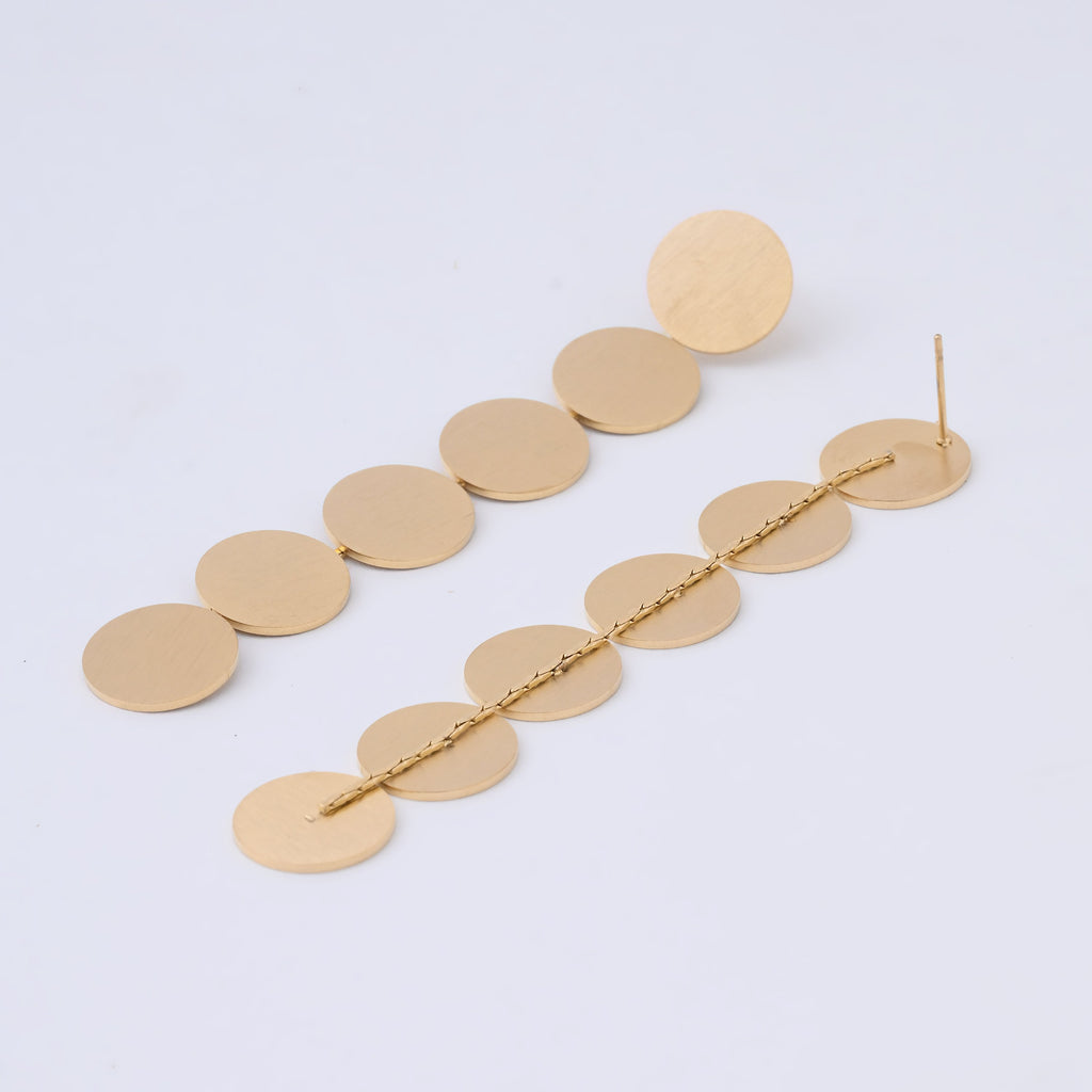 Elegant Gold Disc Drop Earrings