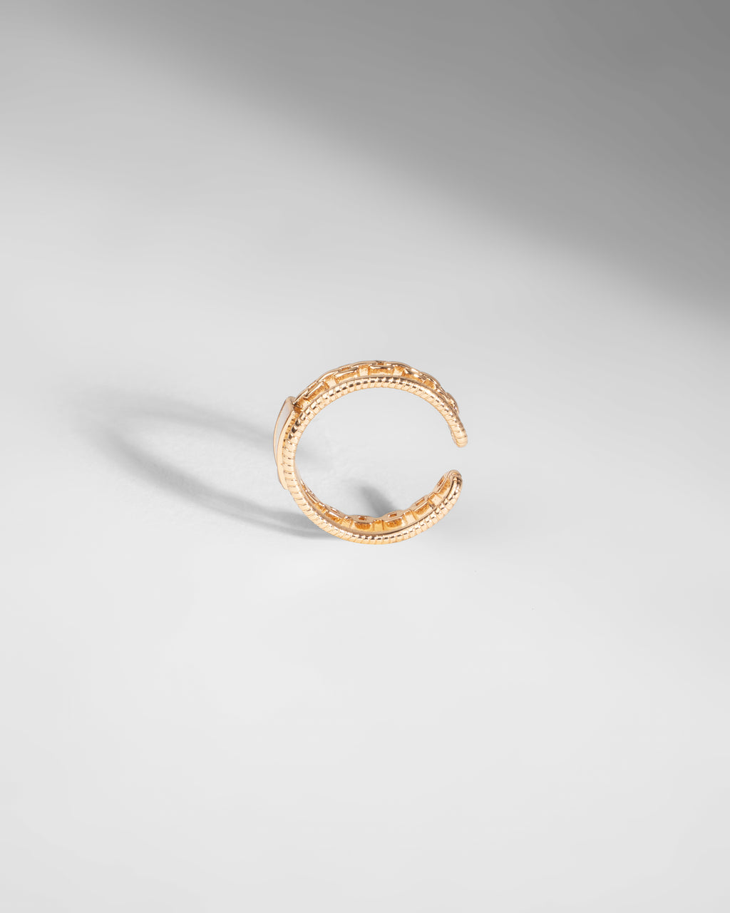 Elegant Gold-Toned Rectangular Pearl Ring