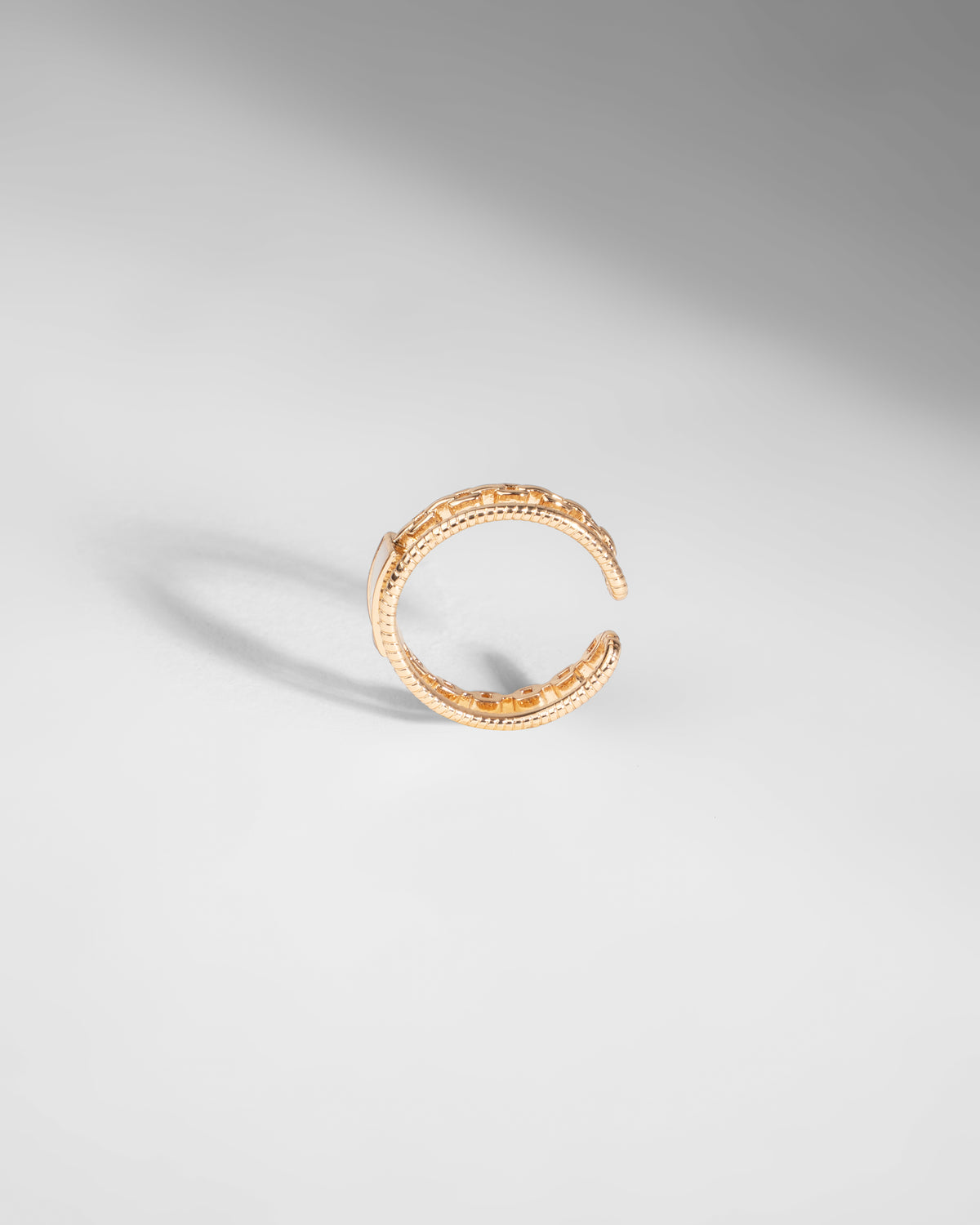 Elegant Gold-Toned Rectangular Pearl Ring