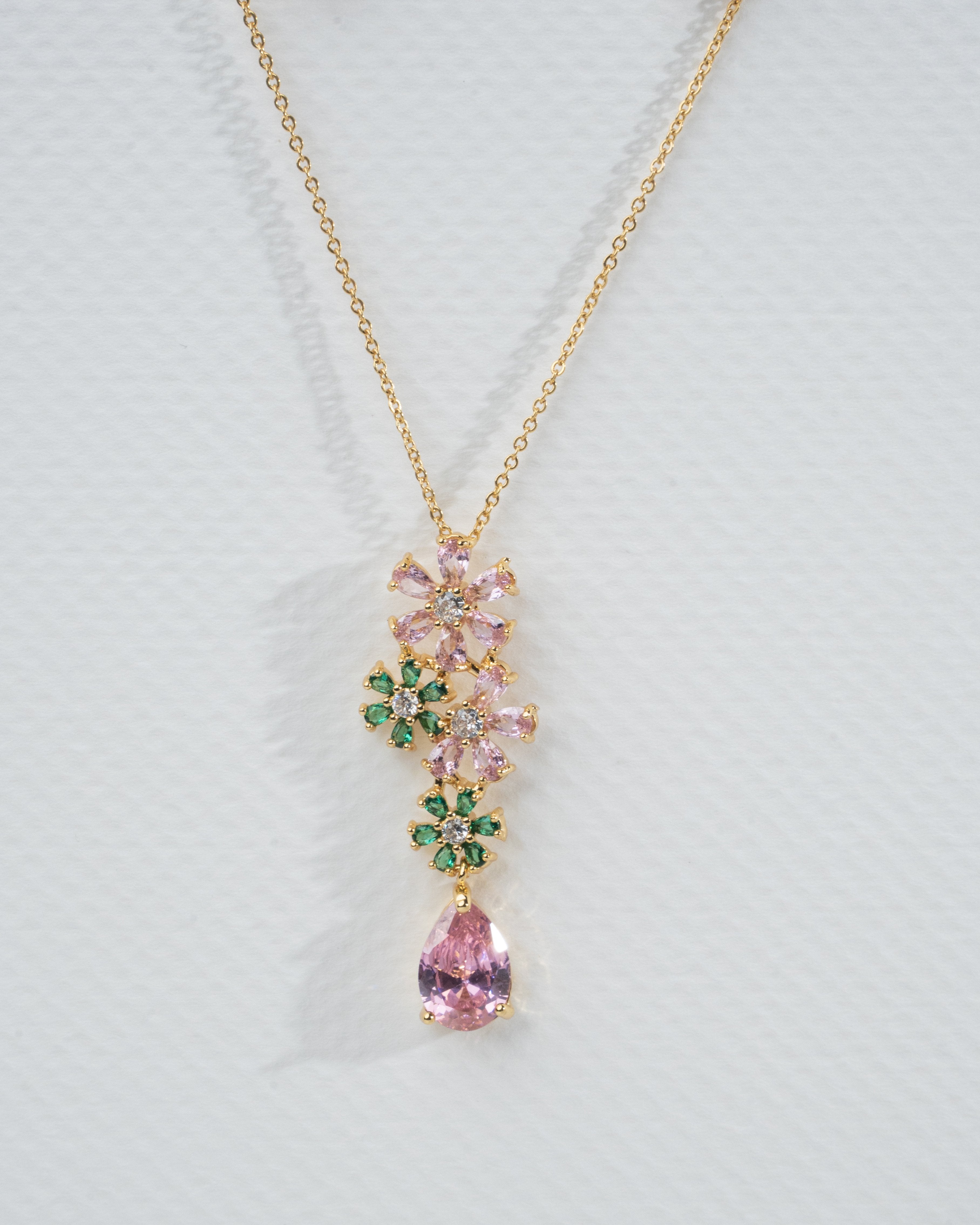Elegant Blossom Gemstone Pendant Necklace
