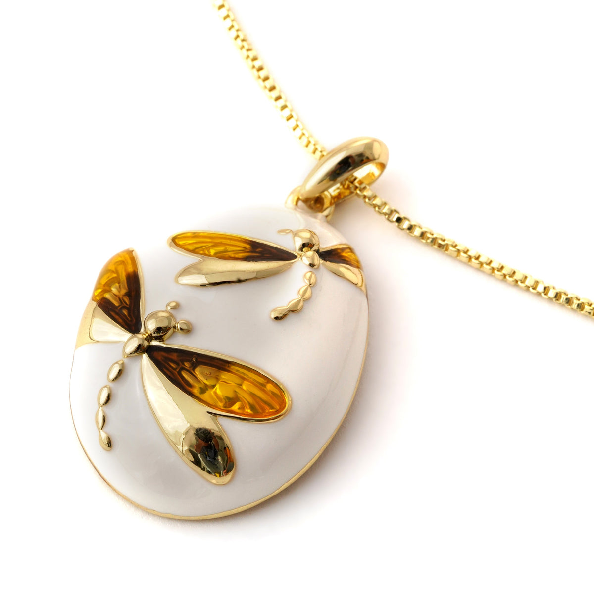 Elegant Dragonfly Ceramic Jewelry Set with Golden Accents