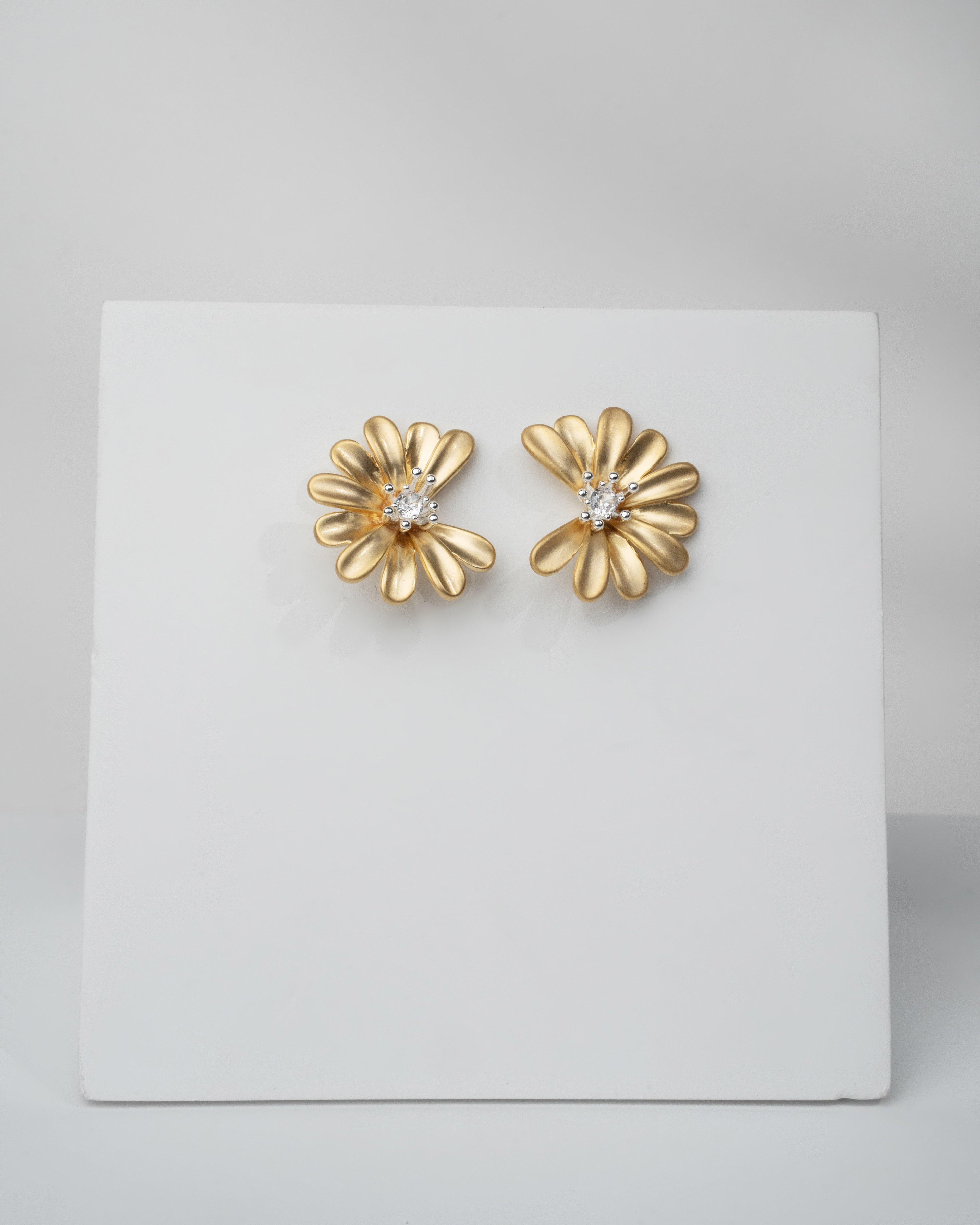 Radiant Gold Blossom Stud Earrings with Swarovski Crystals