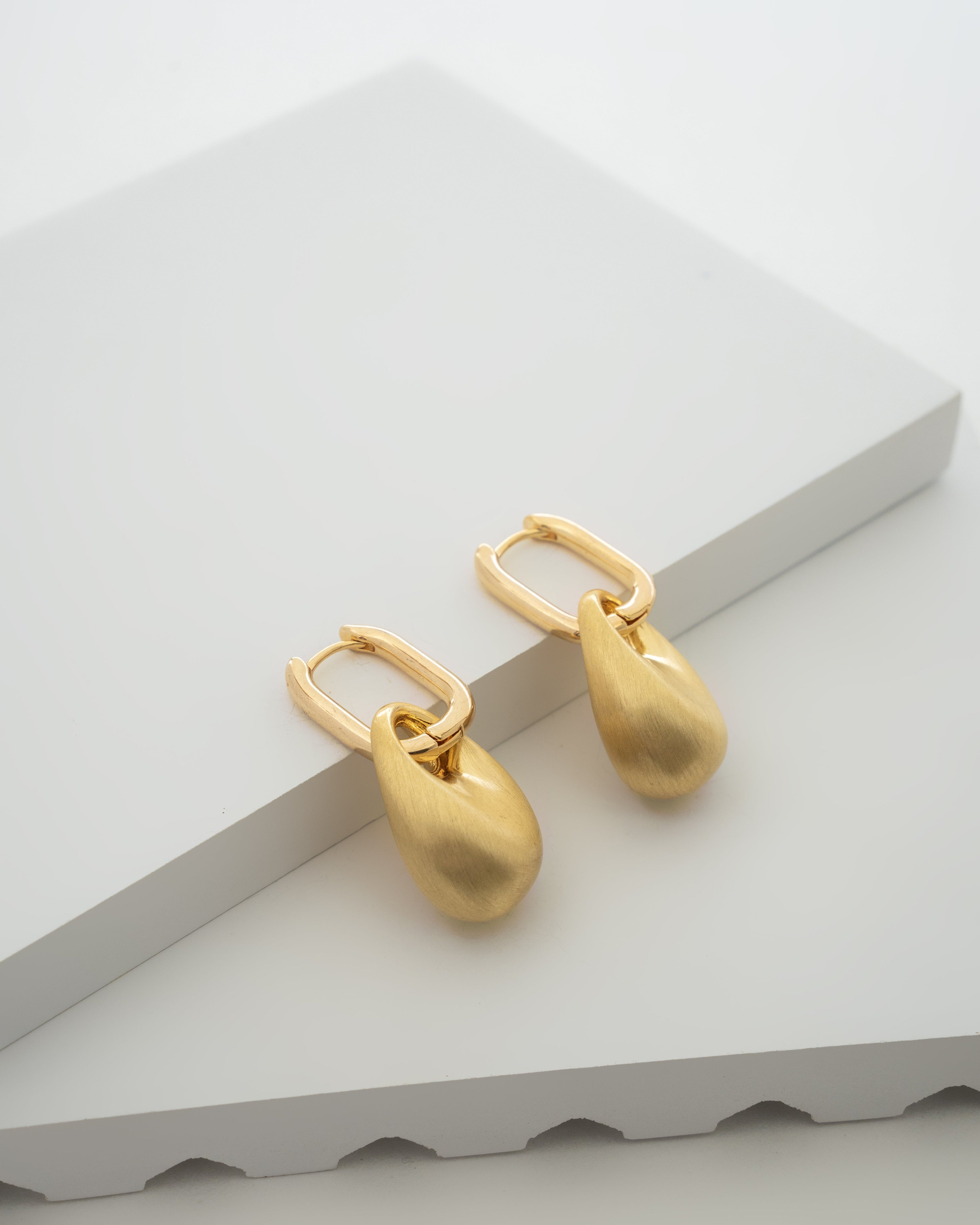 Elegant Brushed Gold Drop Earrings