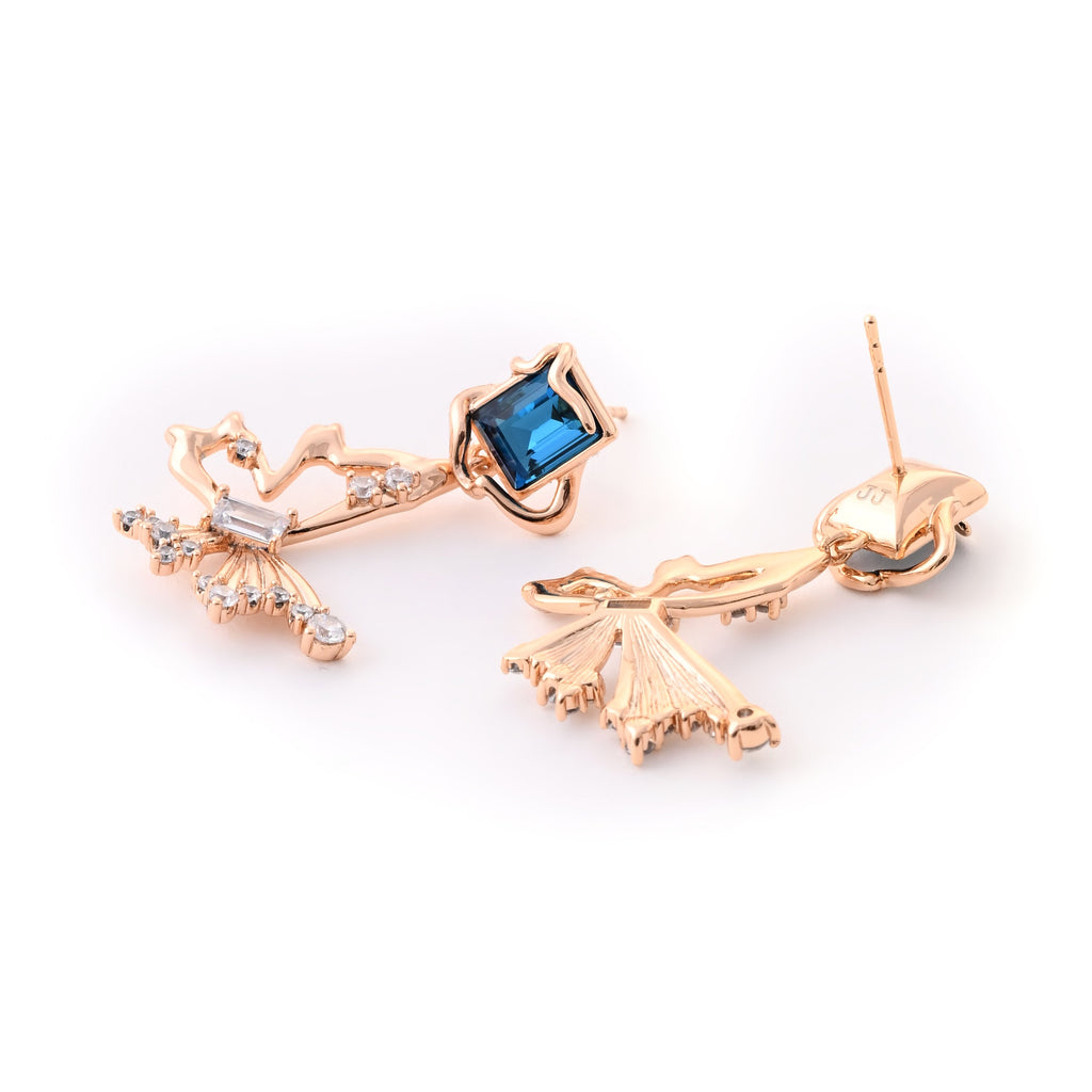 Elegant Sapphire and Diamond Rose Gold Earrings