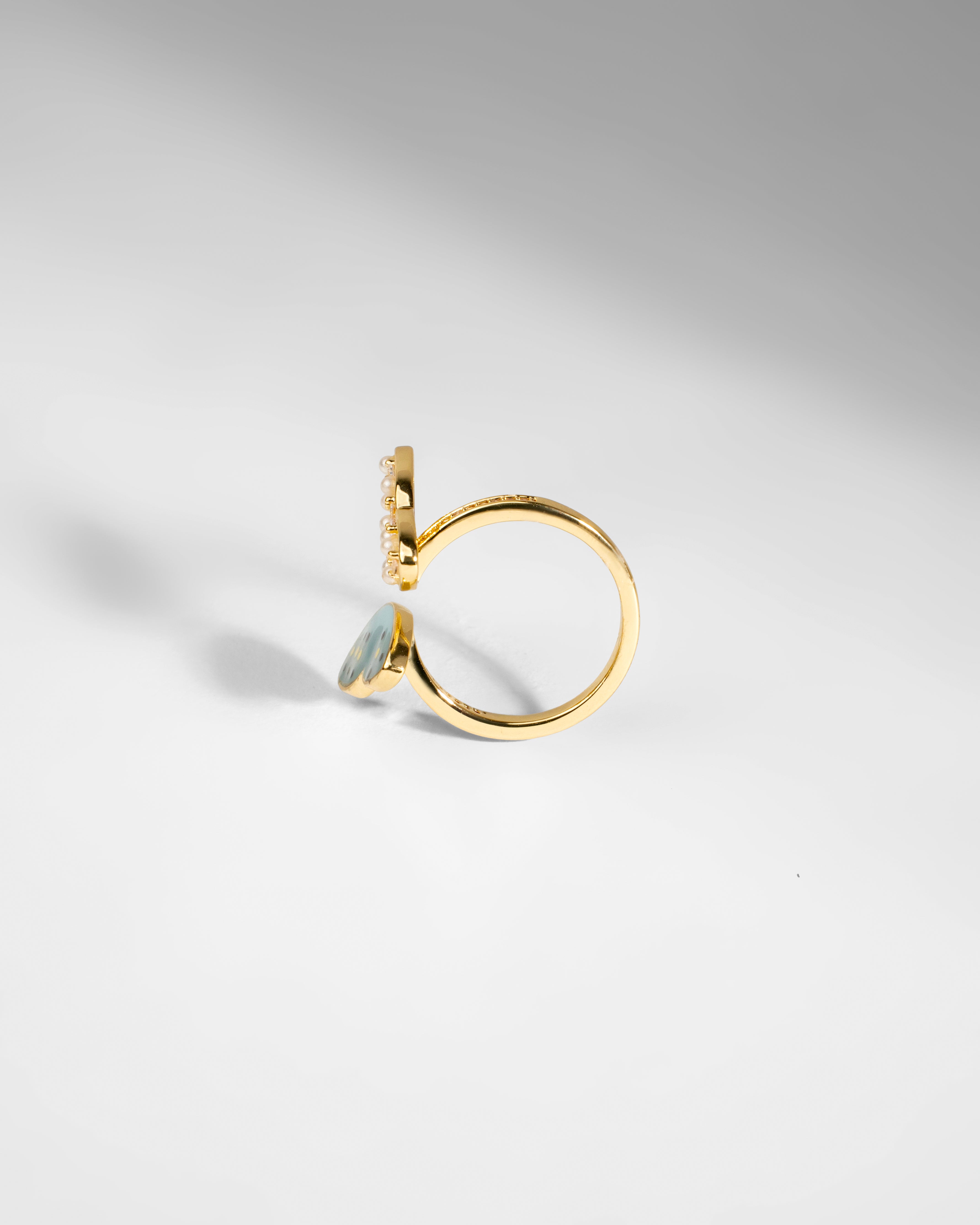 Elegant Enamel and Crystal Butterfly Ring