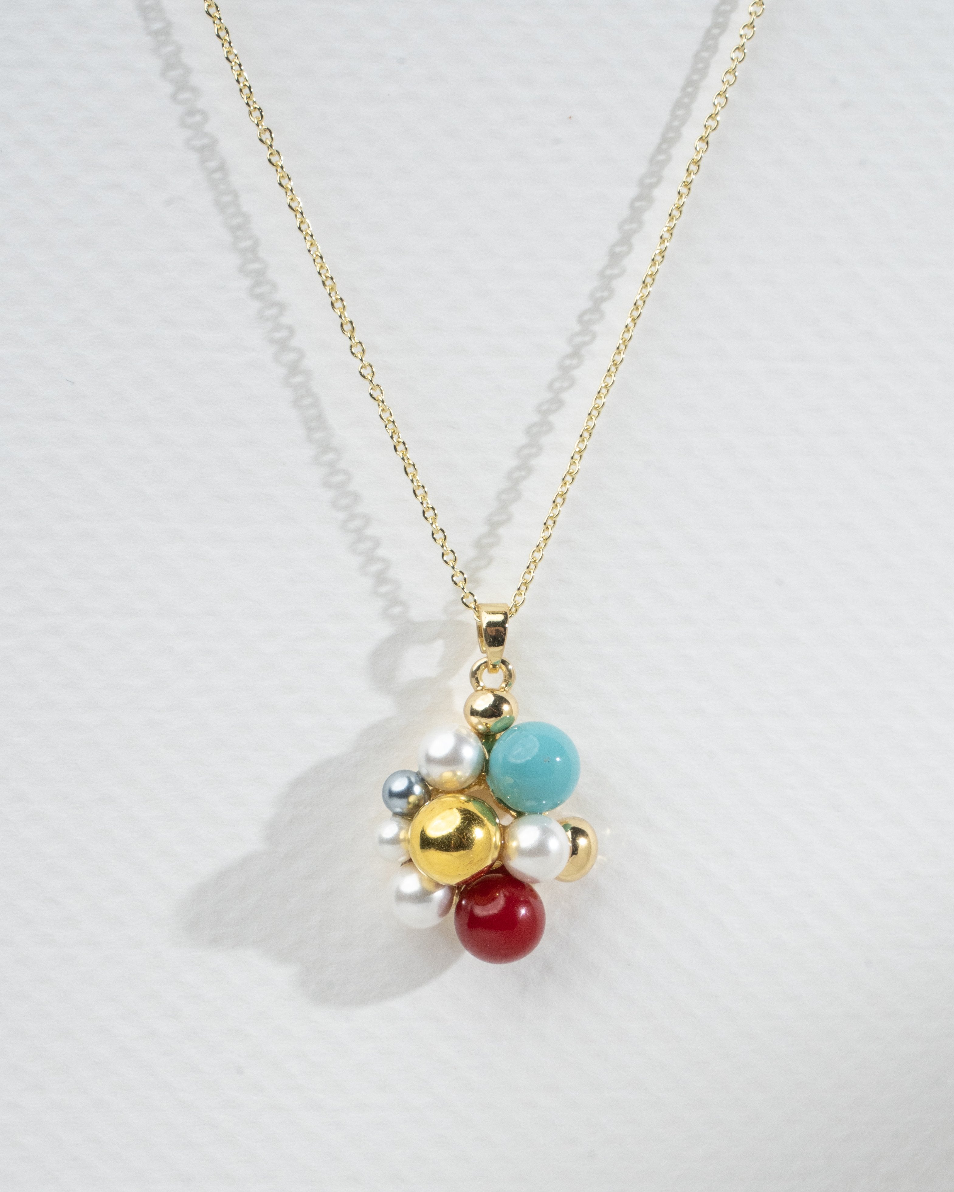 Elegant Multicolor Bead Cluster Necklace and Earring Set
