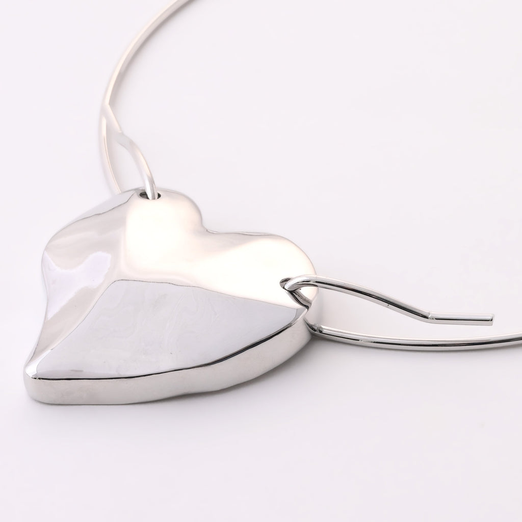 Elegant Heart-Shaped Silver Necklace