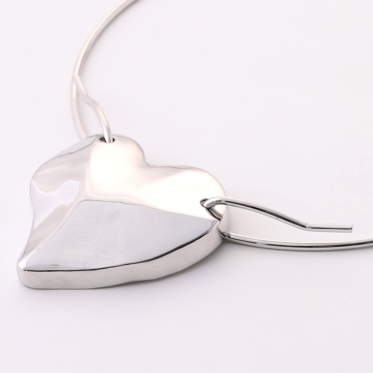 Elegant Heart-Shaped Silver Necklace