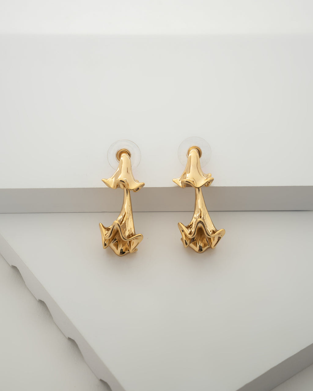 Elegance Collection: Gold-Toned Floral Drop Earrings