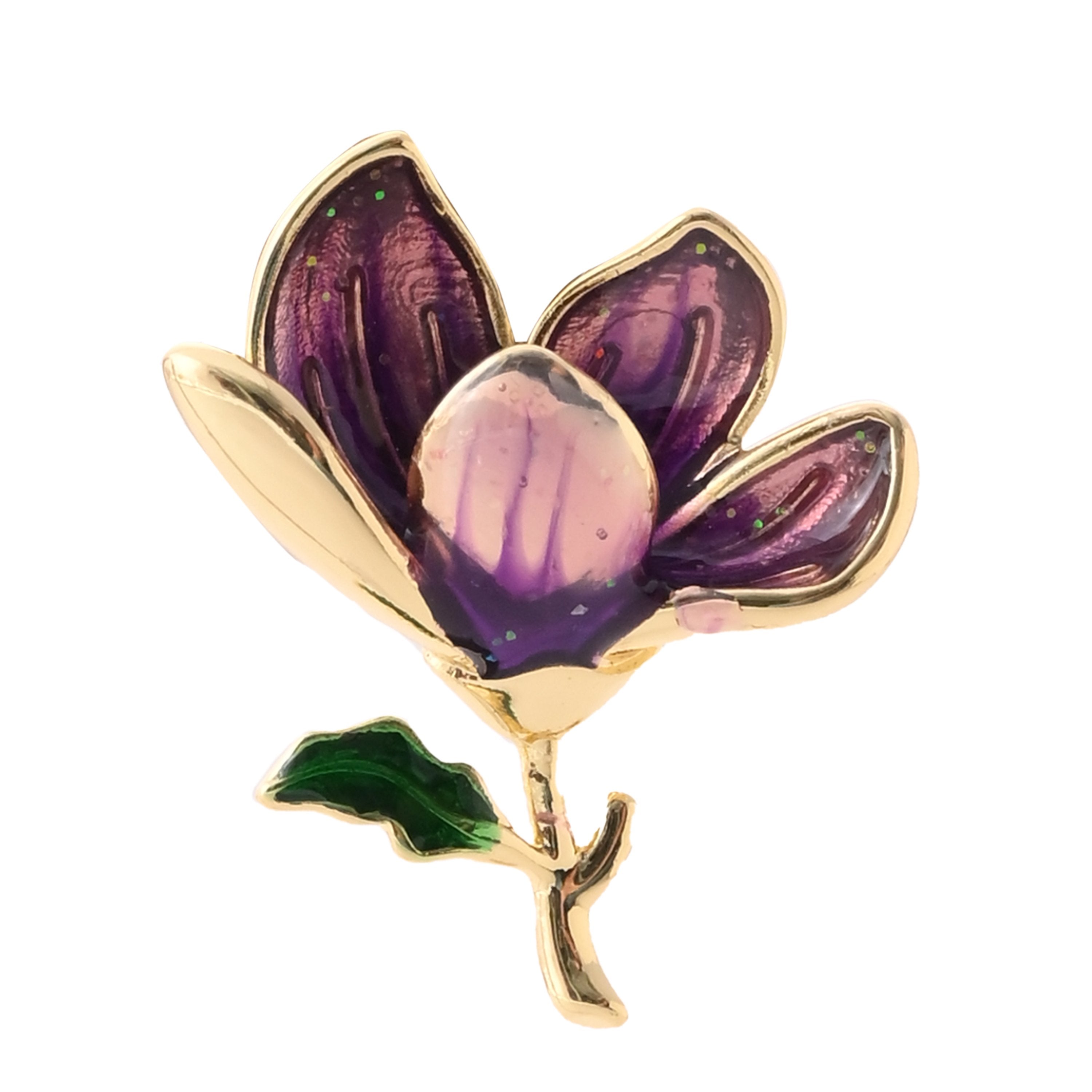 Elegant Purple Floral Enamel Stud Earrings