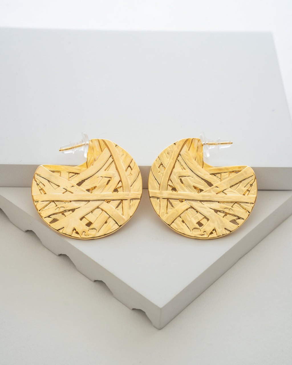 Radiant Textured Gold Disc Earrings