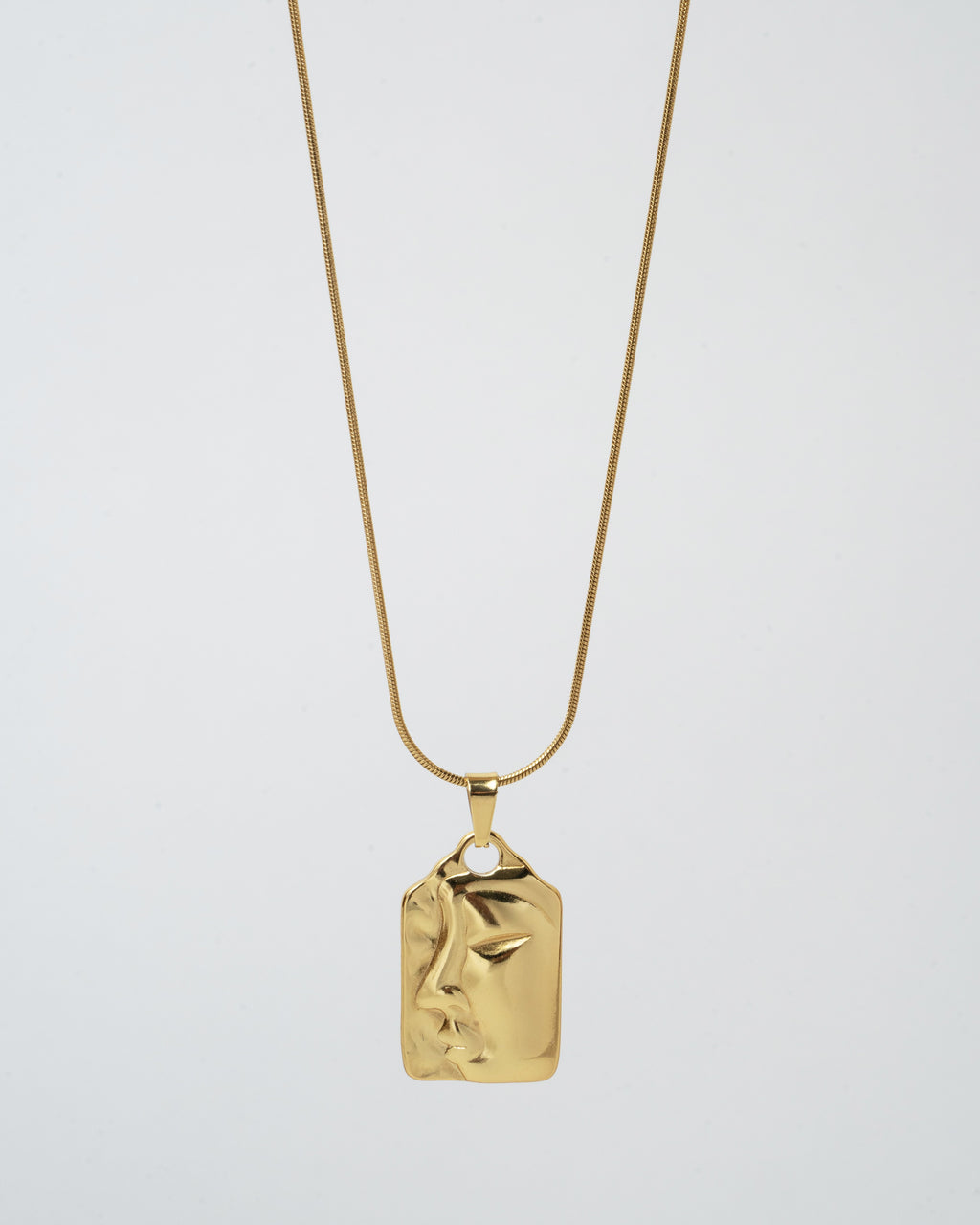 Elegant Gold Face Pendant Necklace