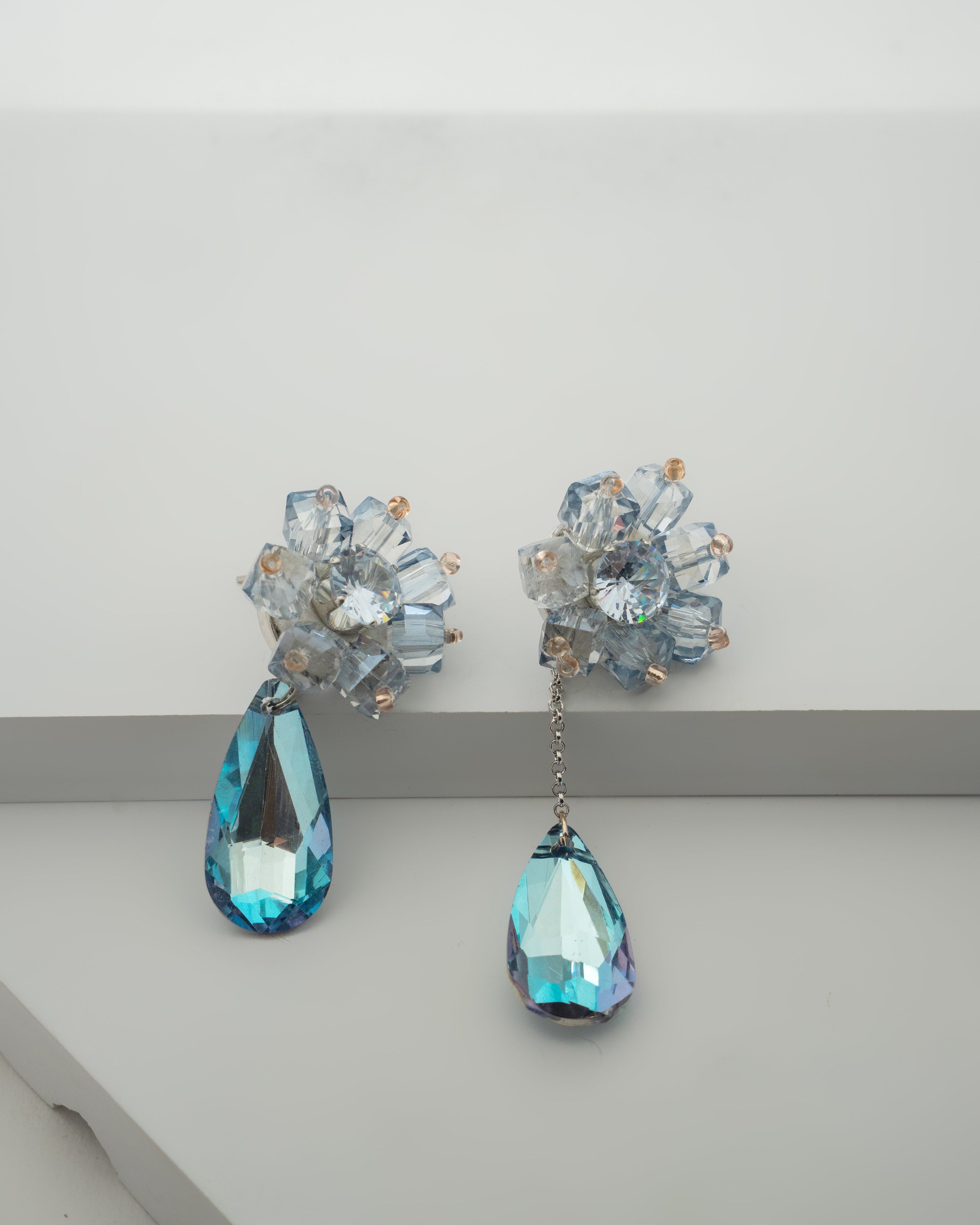 Elegant Crystal Drop Earrings with Cluster Accents