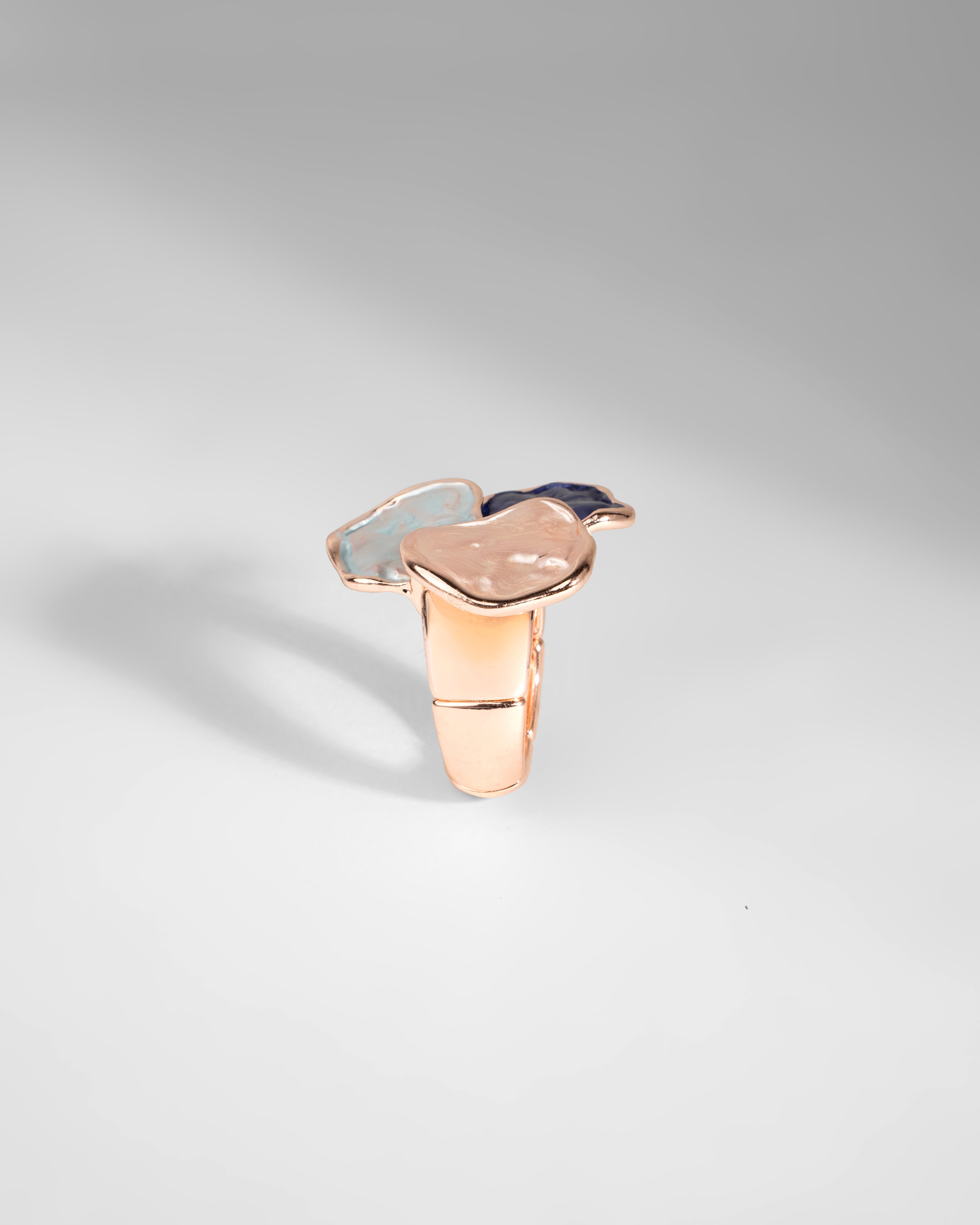 Tri-Color Artistic Metal Blossom Ring