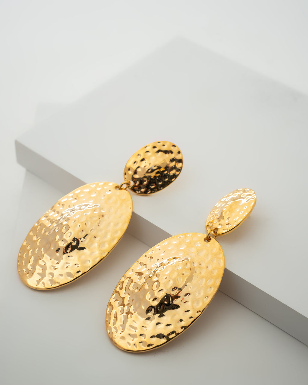 Elegant Gold Hammered Drop Earrings