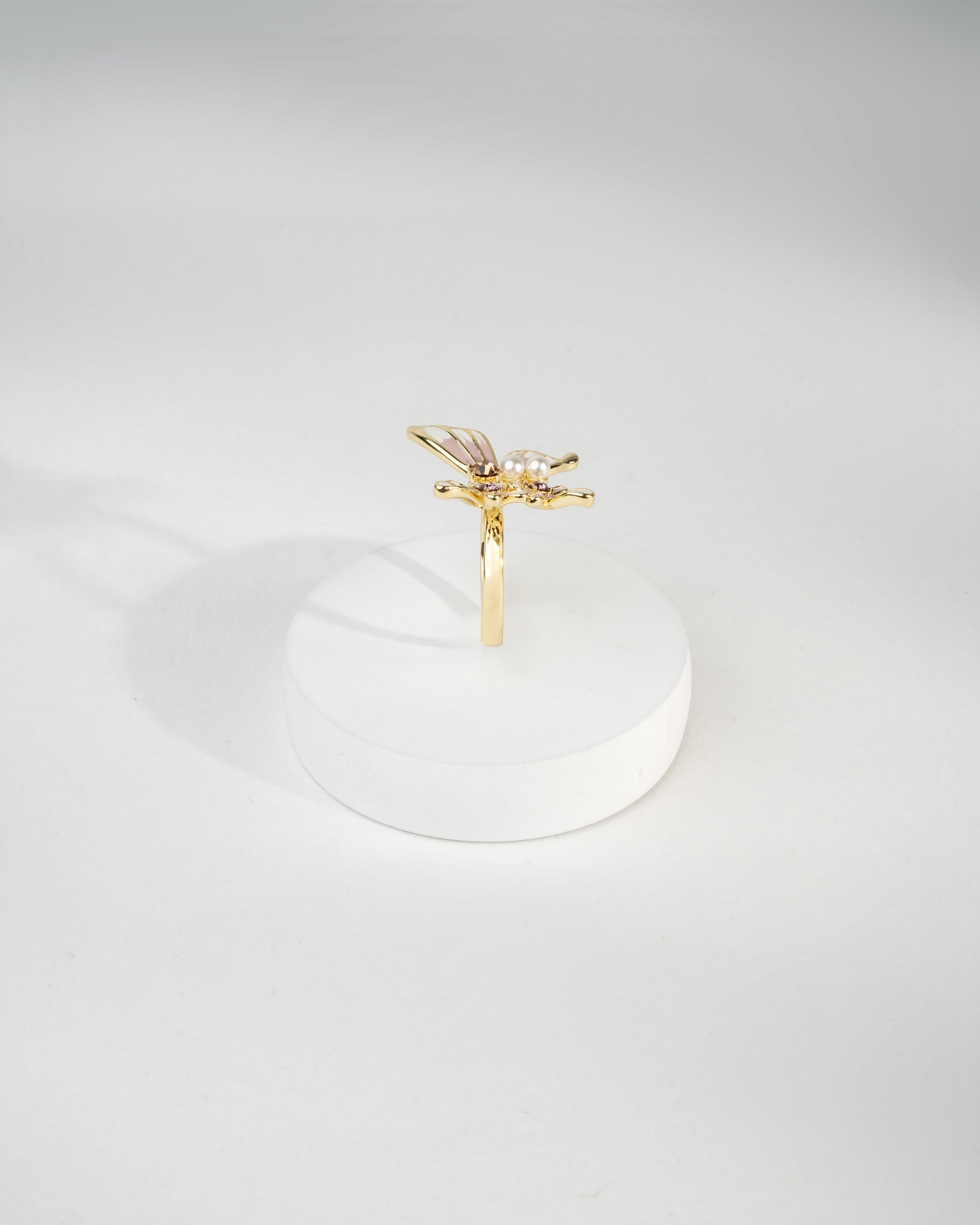 Elegant Blossom Gold-Plated Floral Brooch with Pearl Accents