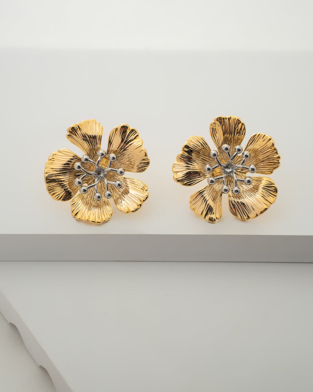 Elegant Blossom Gold Plated Flower Earrings