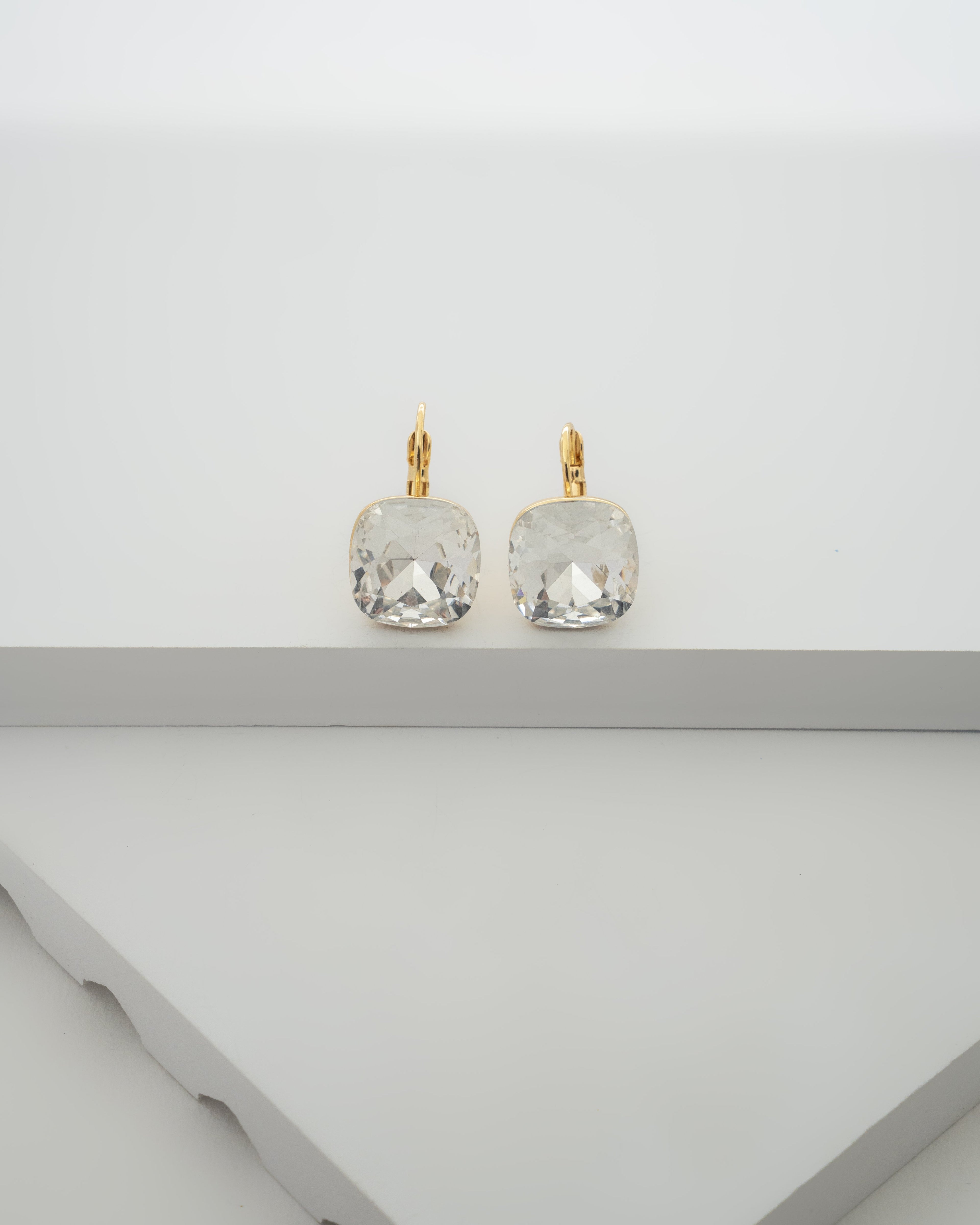 Elegant Crystal Gold Drop Earrings