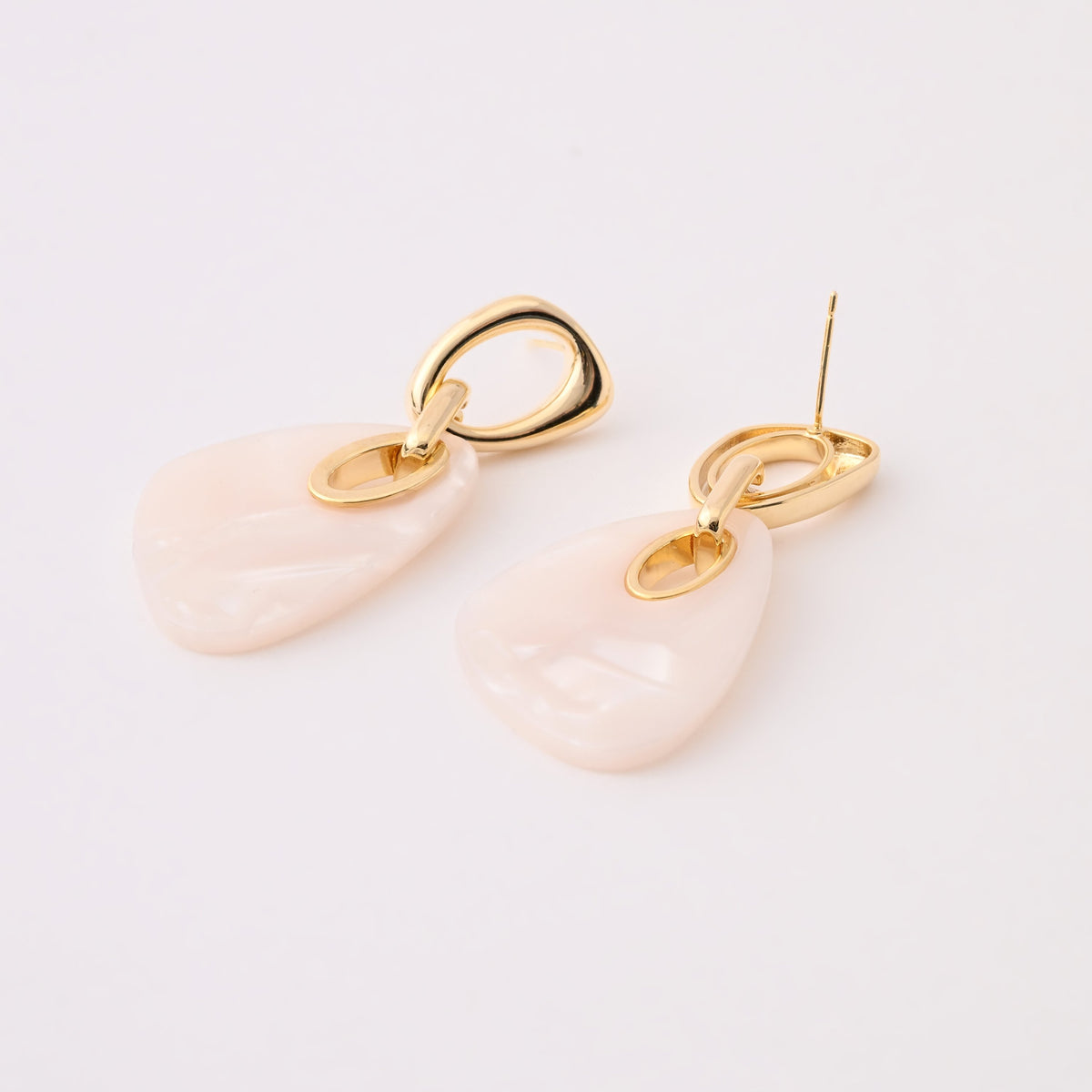 Elegant Gold and Pearl Acrylic Dangle Earrings