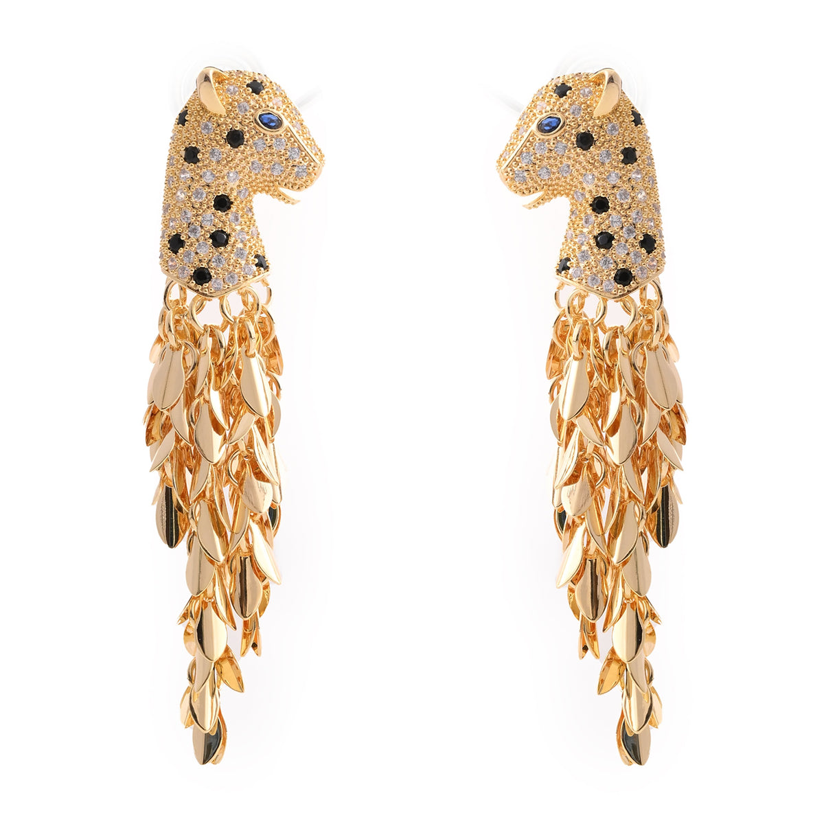 Elegant Jaguar Dangle Earrings with Crystal Accents
