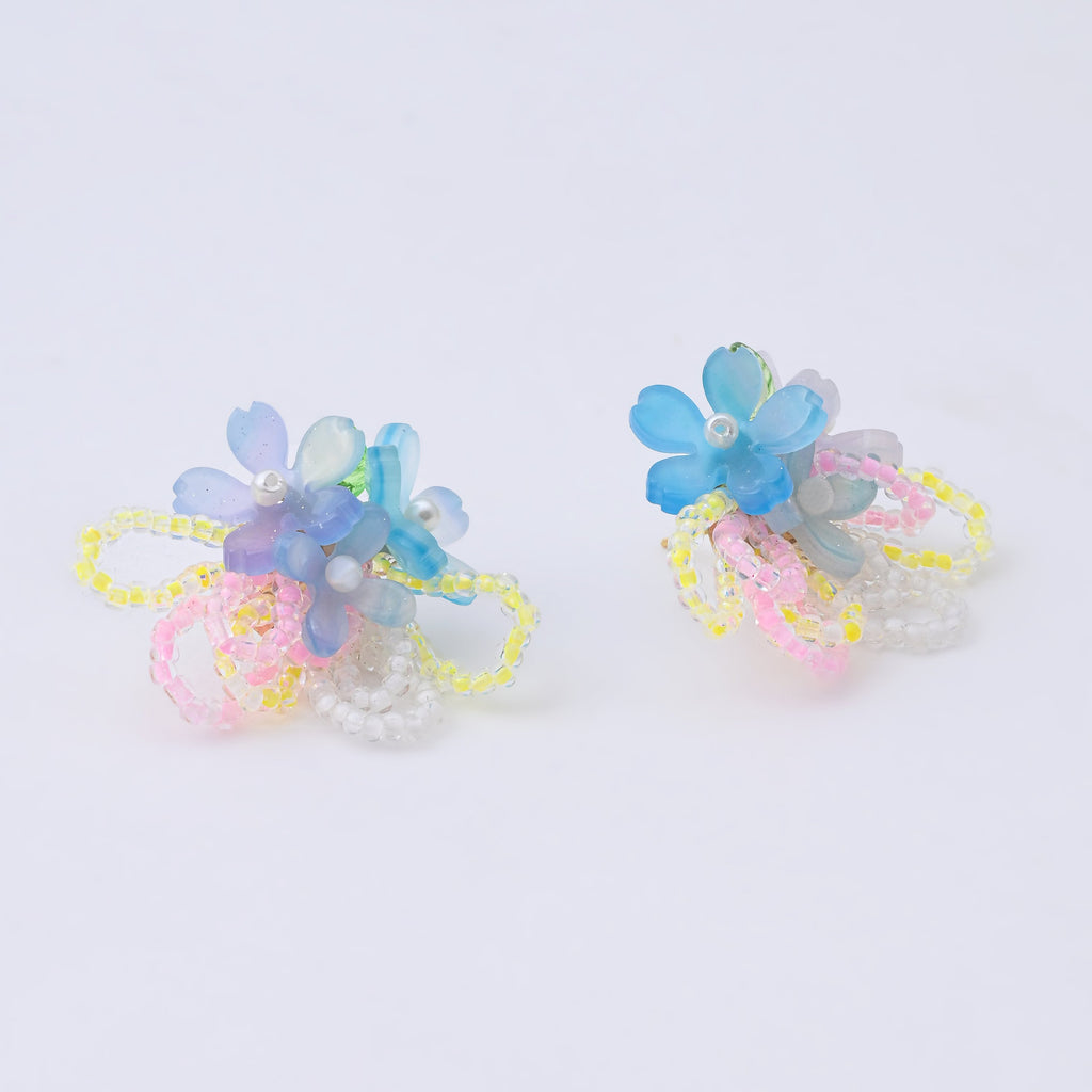 Vibrant Floral Beaded Earrings - Handmade Multicolor Design