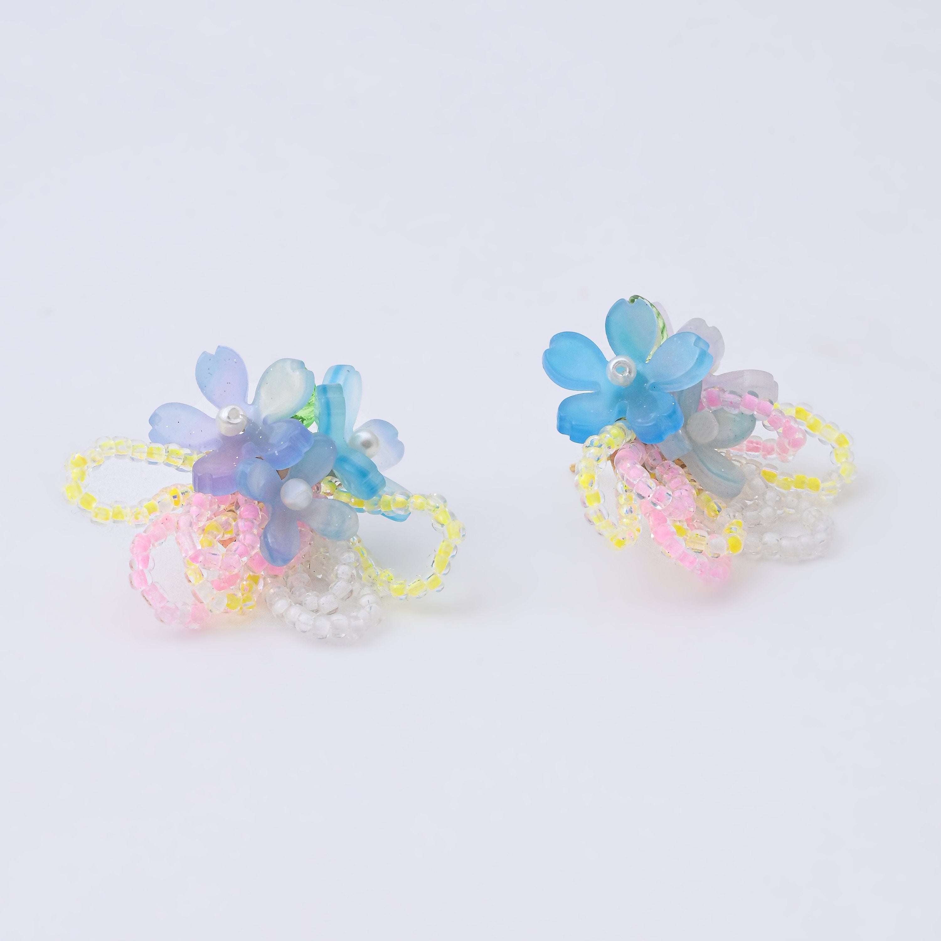 Vibrant Floral Beaded Earrings - Handmade Multicolor Design