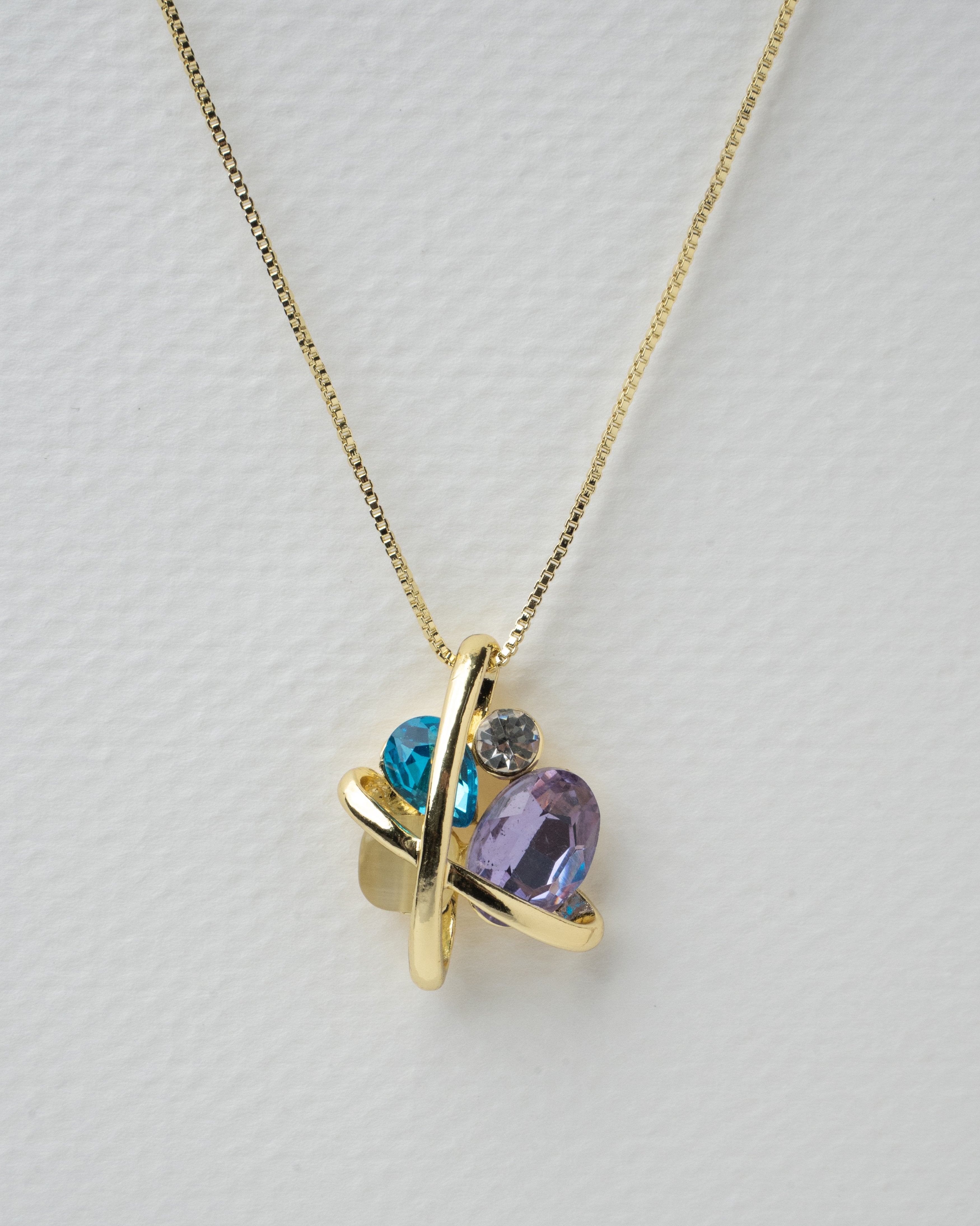 Elegant Multi-Stone Pendant Necklace and Earrings Set