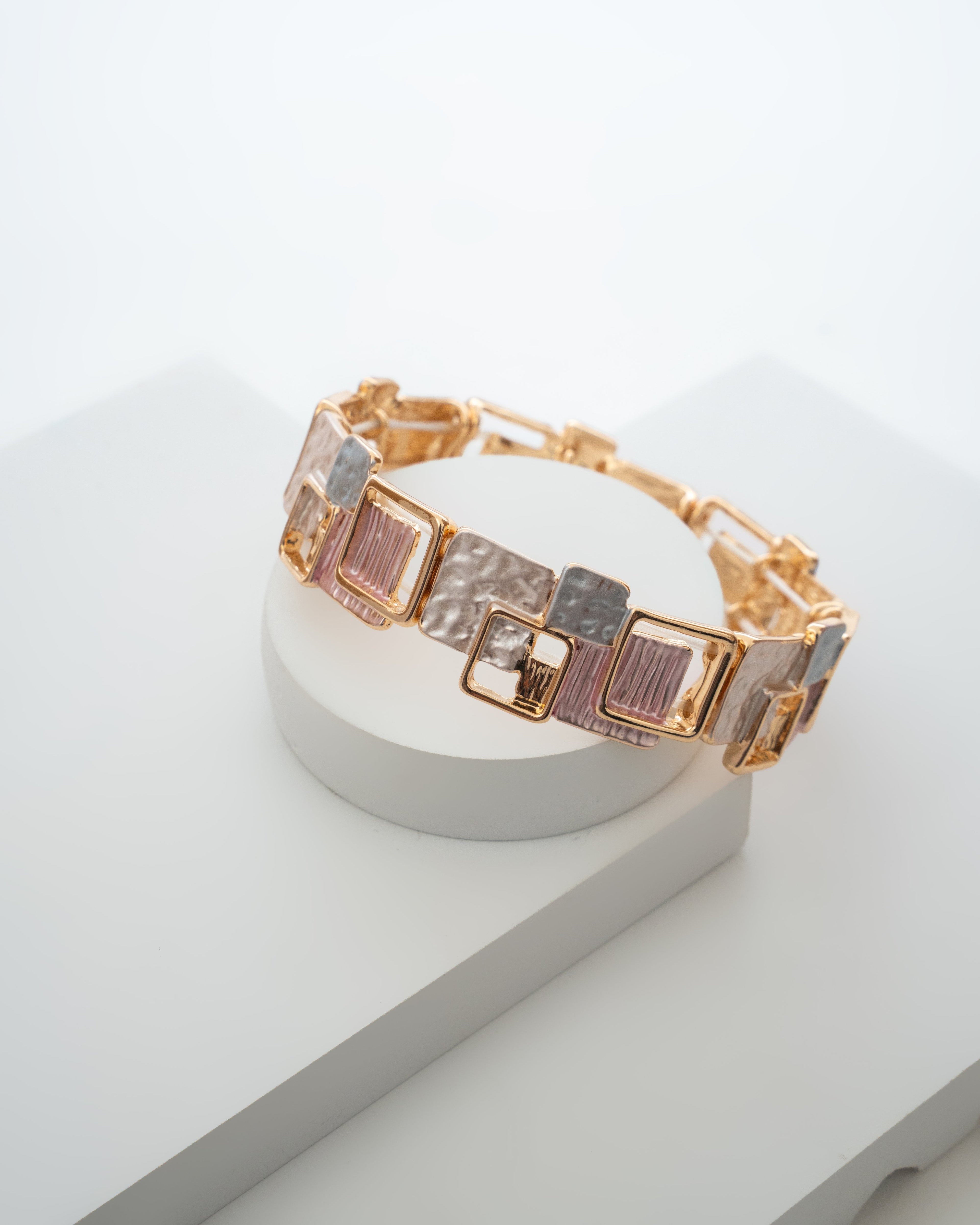 Elegant Geometric Multi-Tone Bracelet