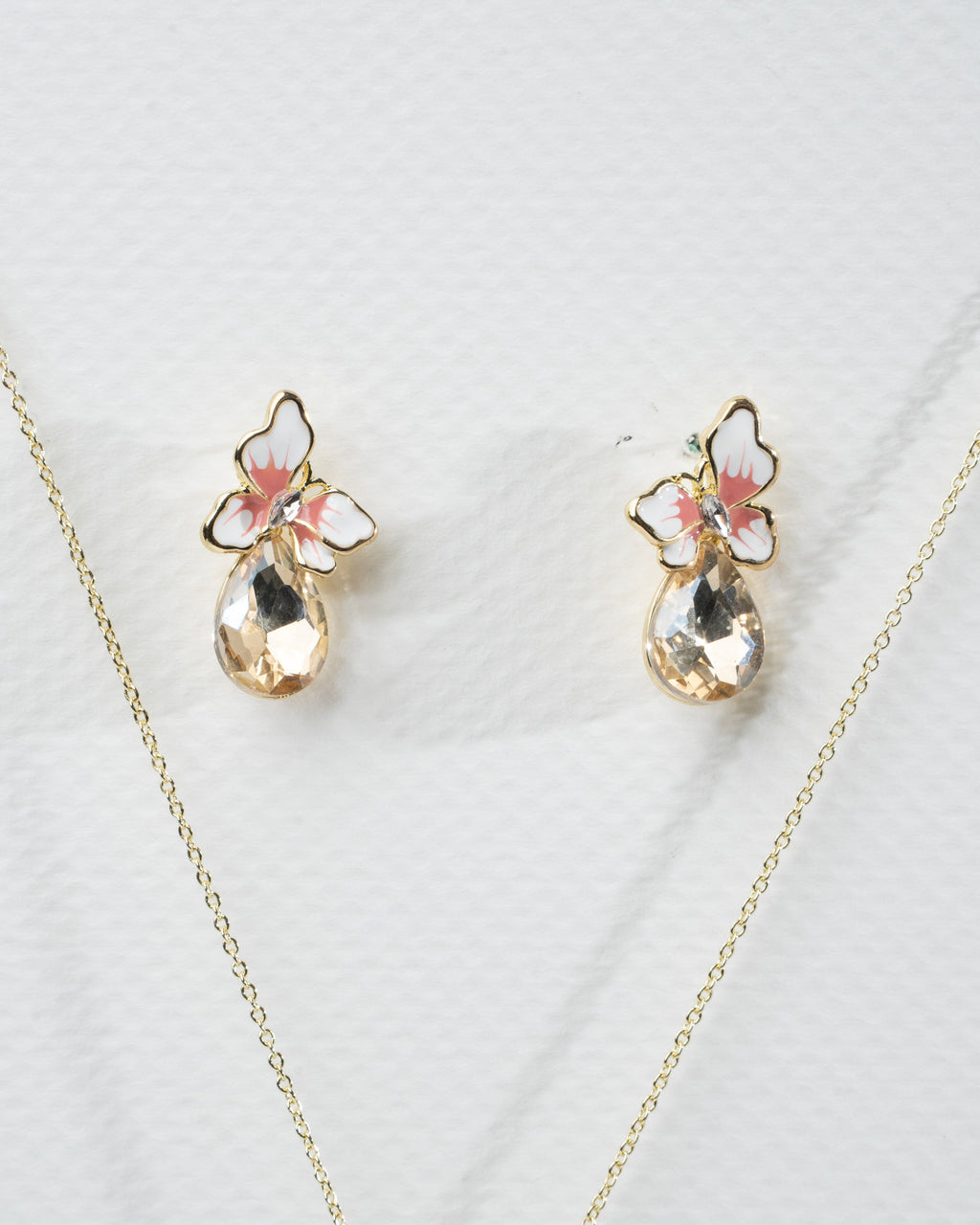 Elegant Butterfly Blossom Necklace and Earring Set