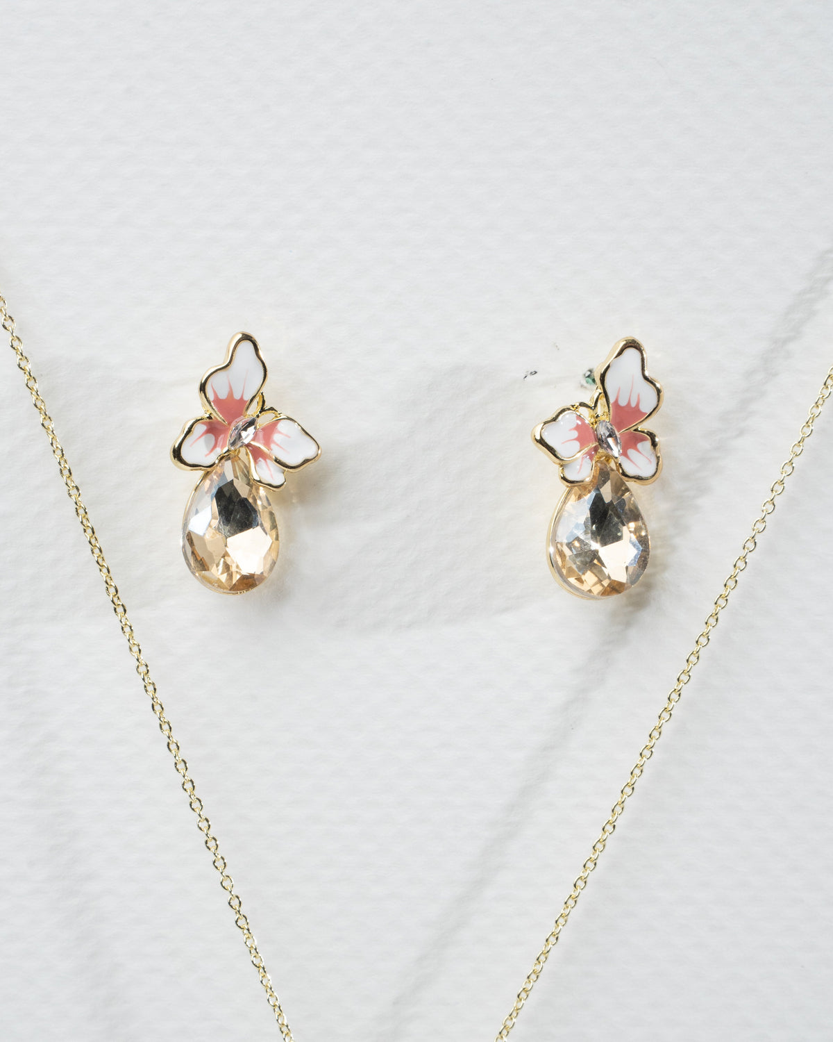 Elegant Butterfly Blossom Necklace and Earring Set