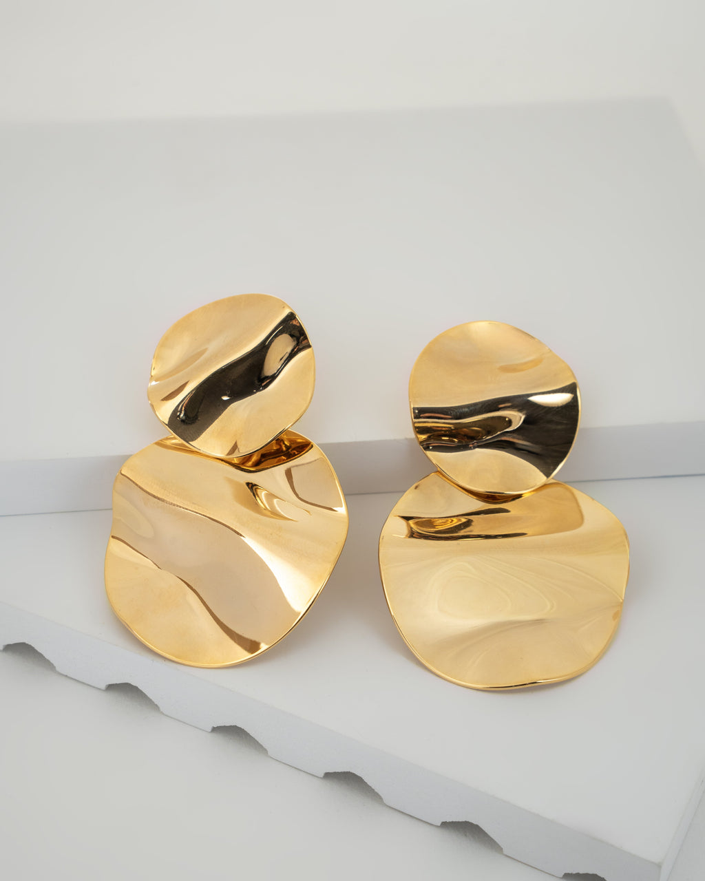 Elegant Gold-Plated Abstract Disc Earrings