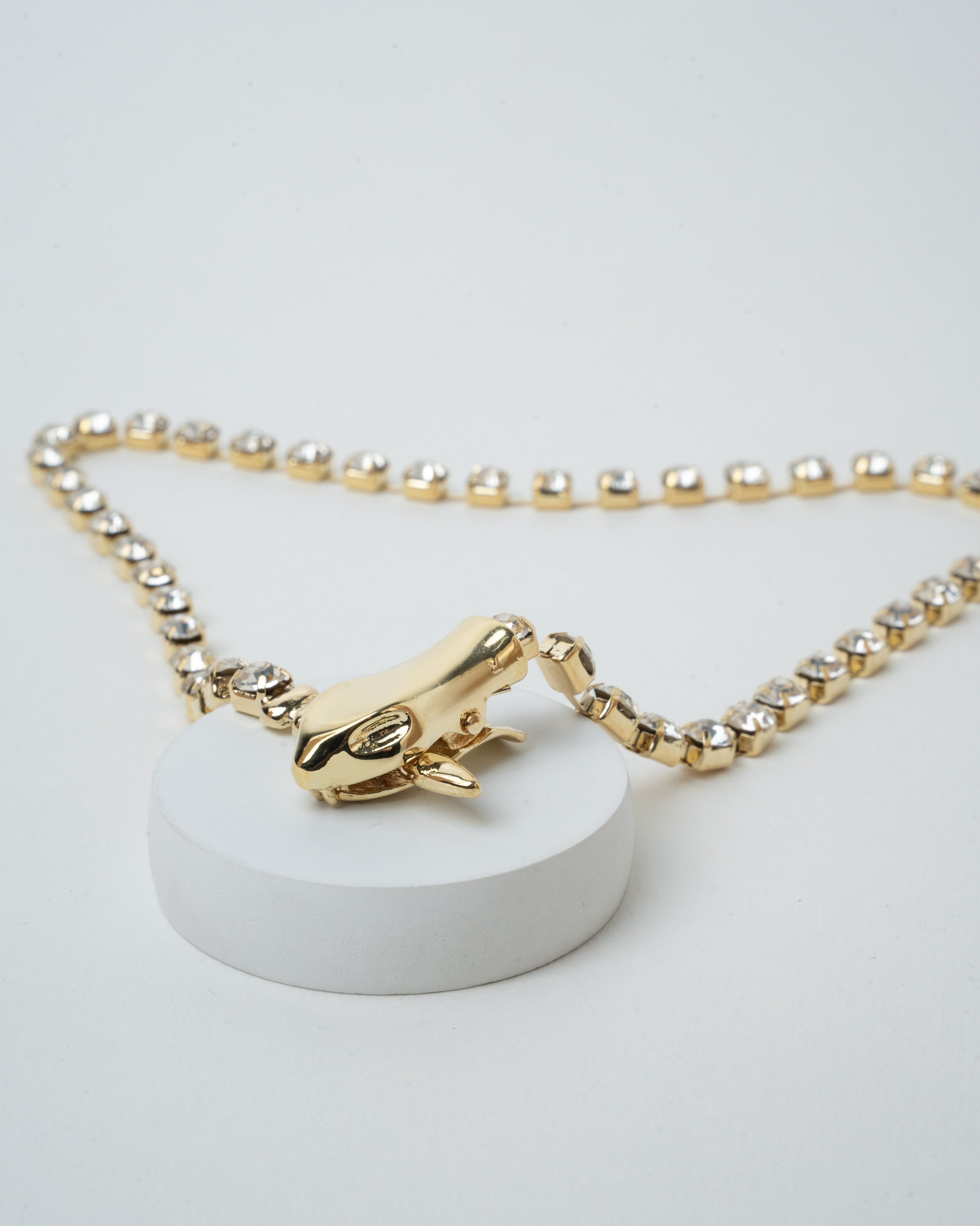 Elegant Gold-Plated Animal Pendant Necklace with Crystal Accents