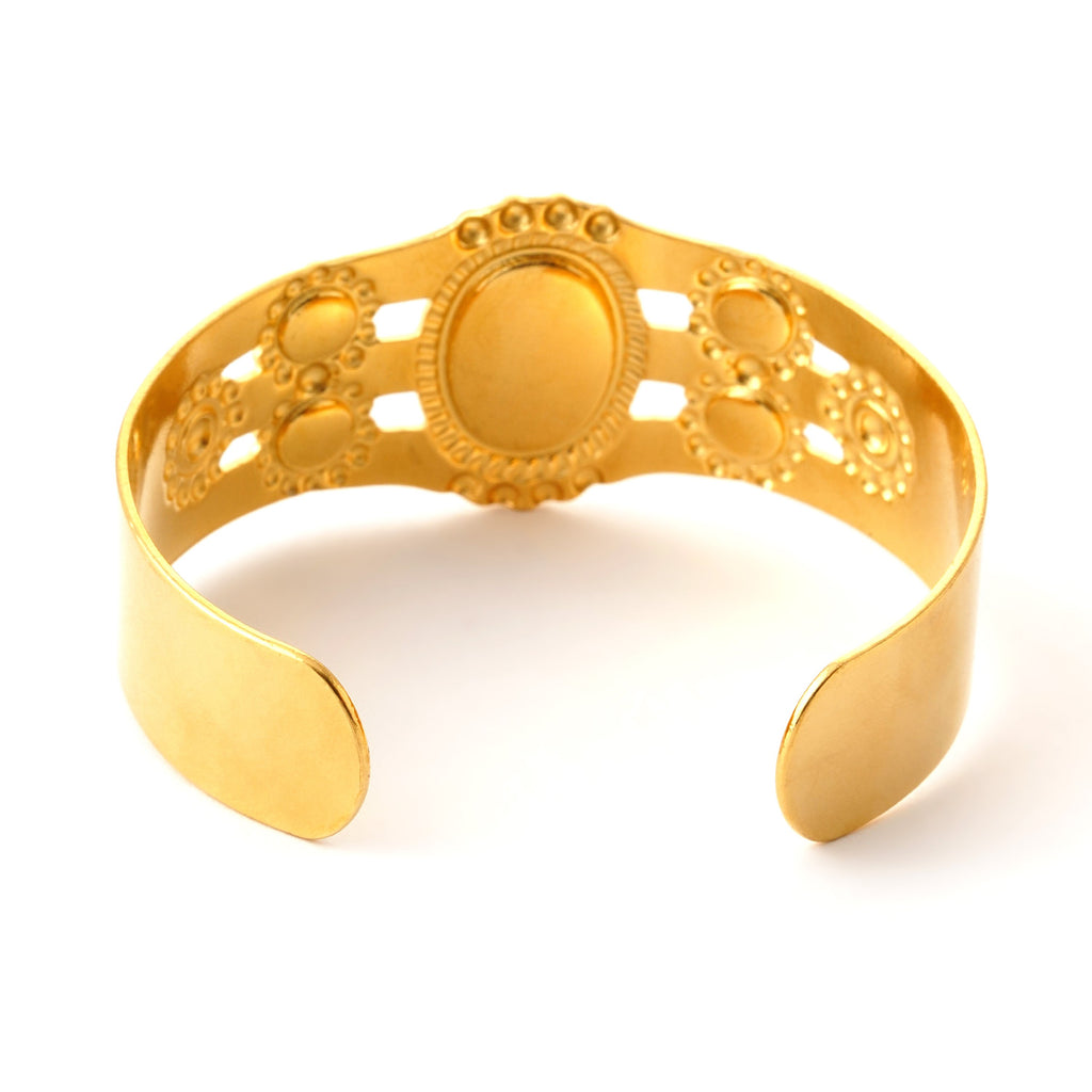 Elegant Gold-Plated Black Oval Cuff Bracelet