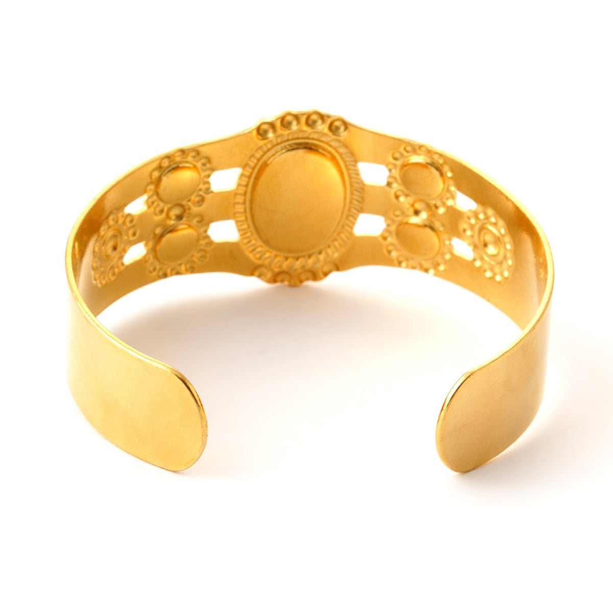 Elegant Gold-Plated Black Oval Cuff Bracelet