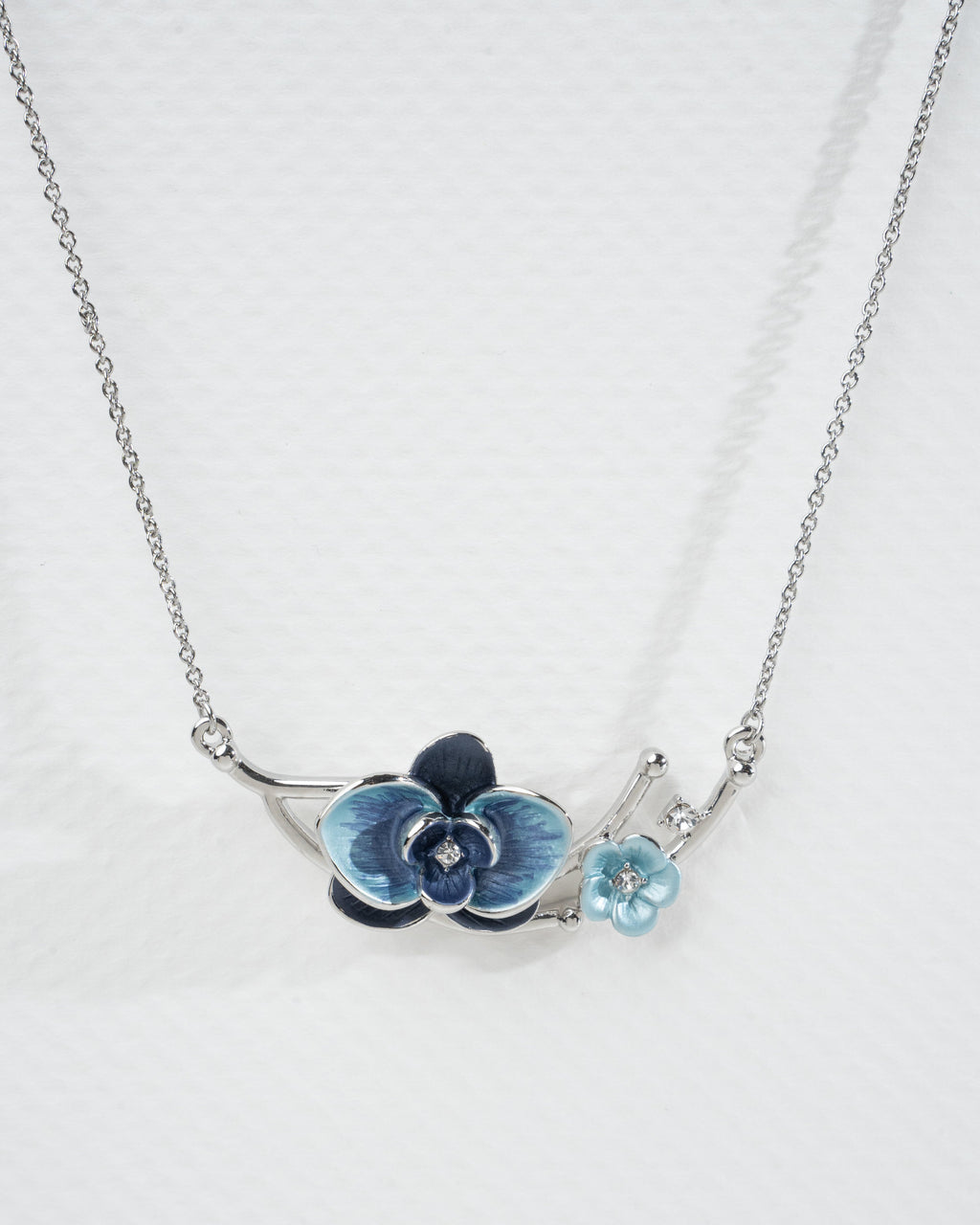 Elegant Blue Orchid Jewelry Set - Necklace and Earrings