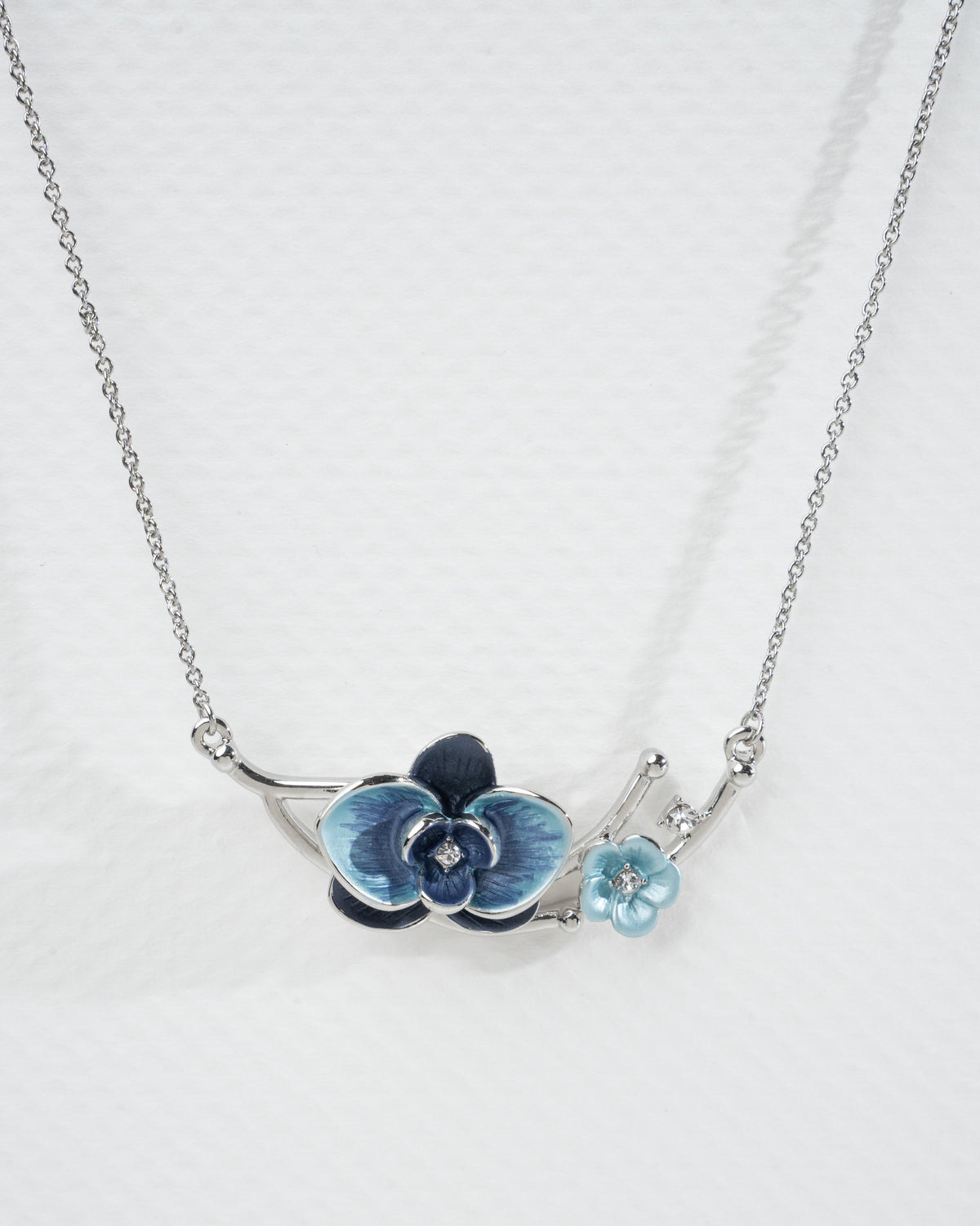 Elegant Blue Orchid Jewelry Set - Necklace and Earrings