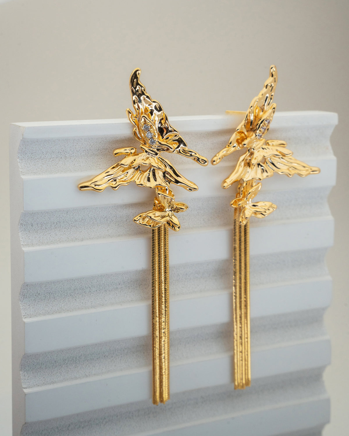 Exquisite Gold-Plated Angelic Dangle Earrings