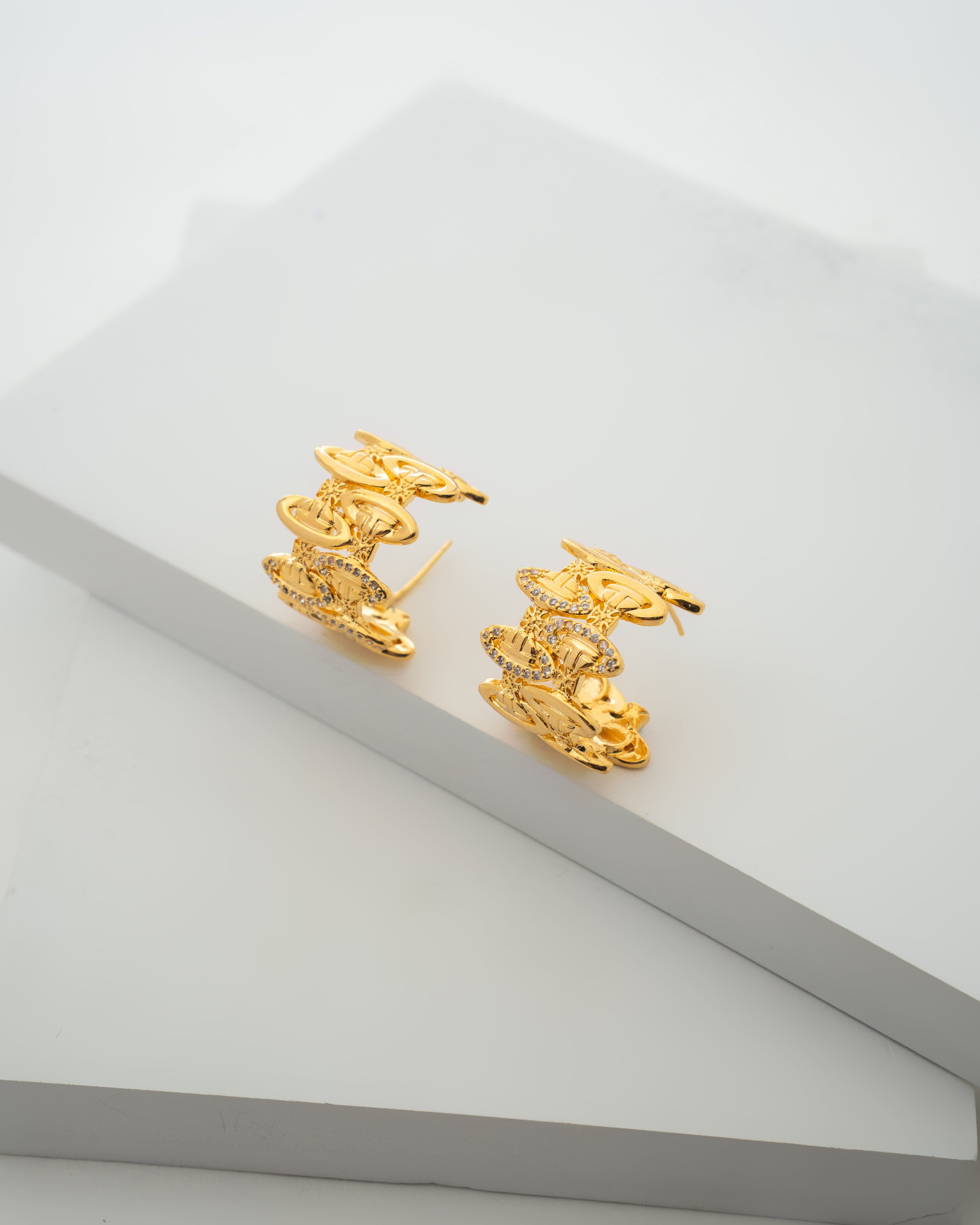 Elegant Gold Plated Crystal Hoop Earrings