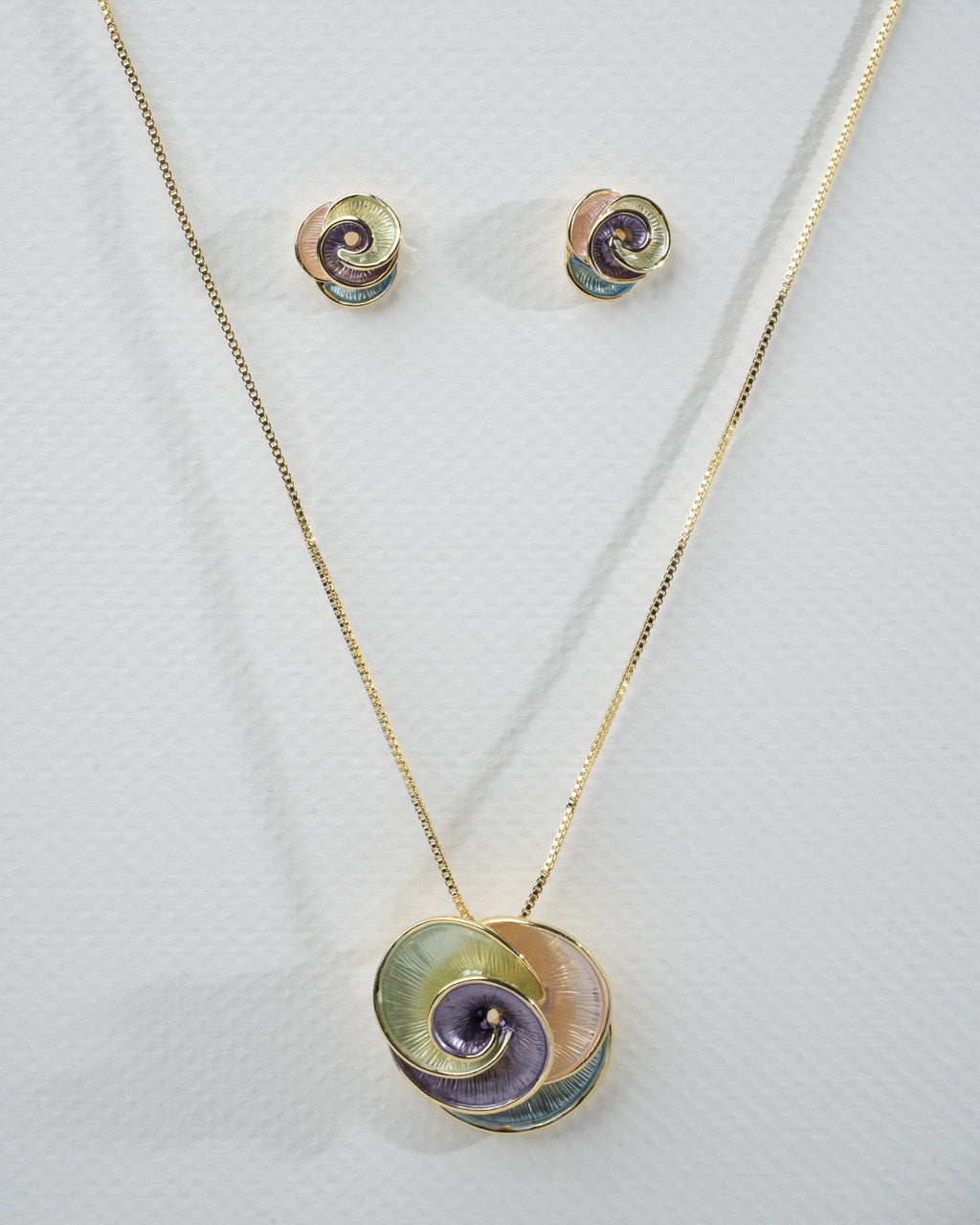 Elegant Multicolor Spiral Necklace and Earring Set