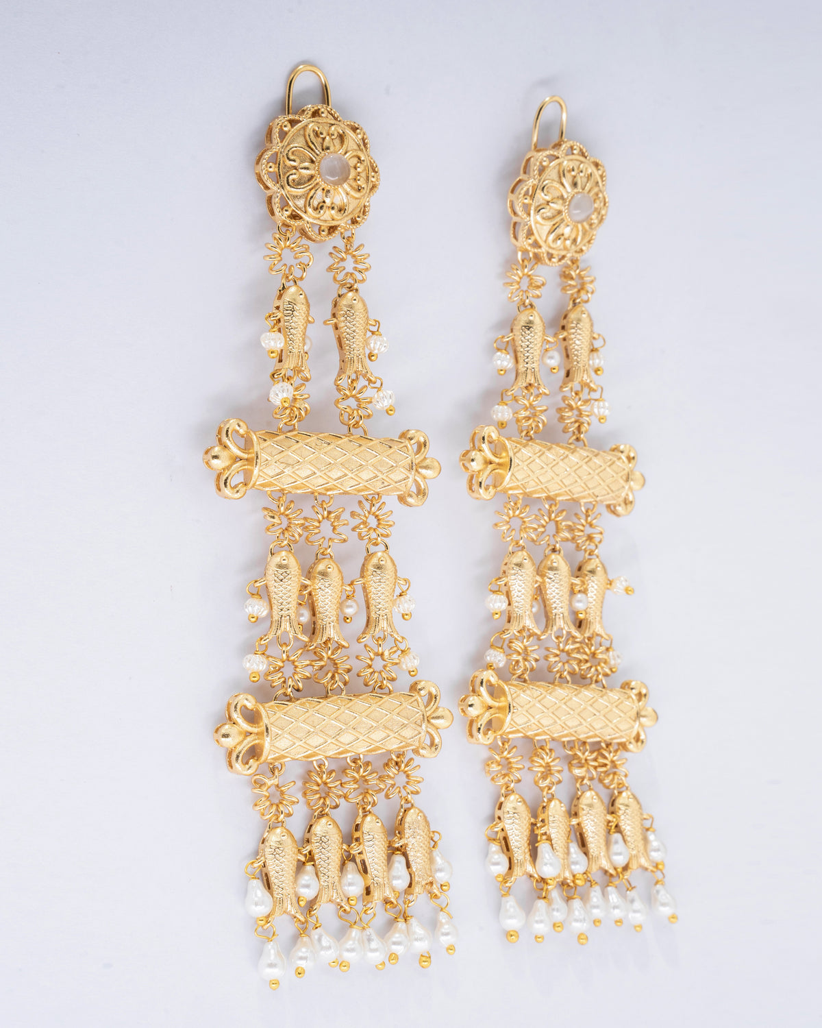 Gold-Tone Traditional Filigree Long Drop Earrings