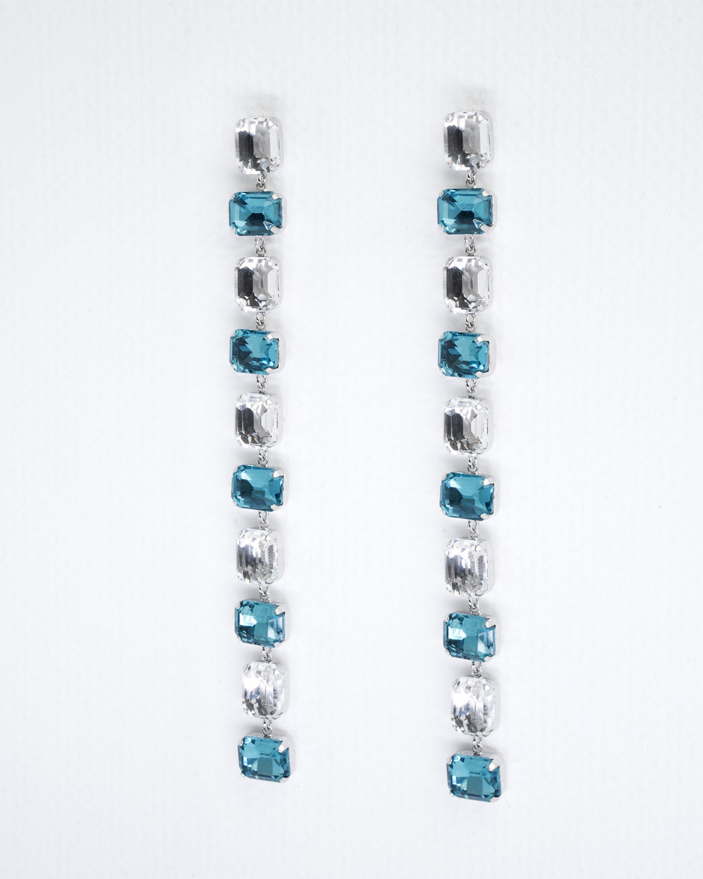 Elegant Teal and Clear Gemstone Drop Earrings