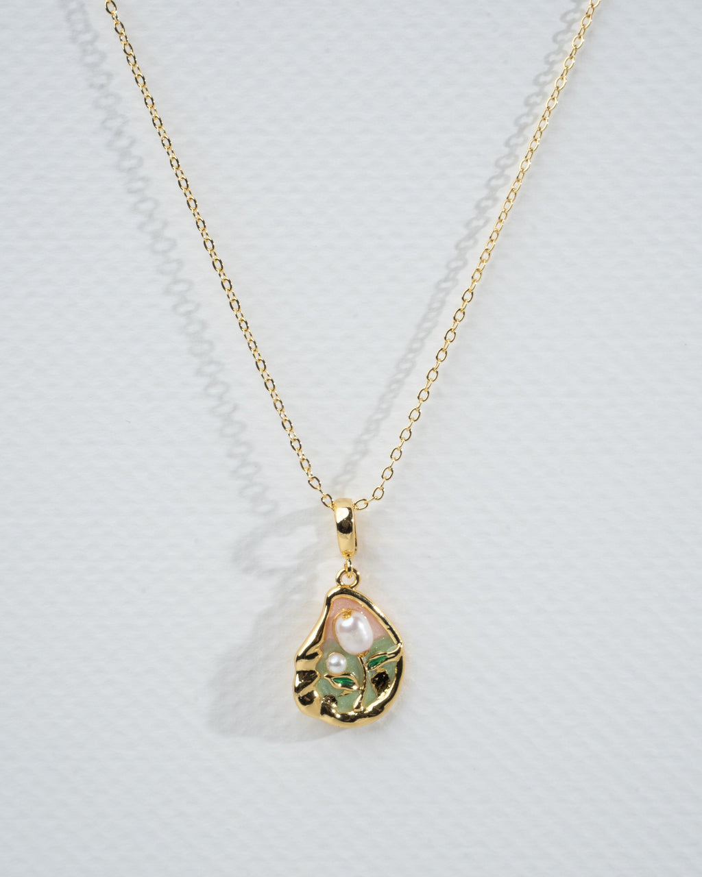 Elegant Pearl & Enamel Gold Jewelry Set