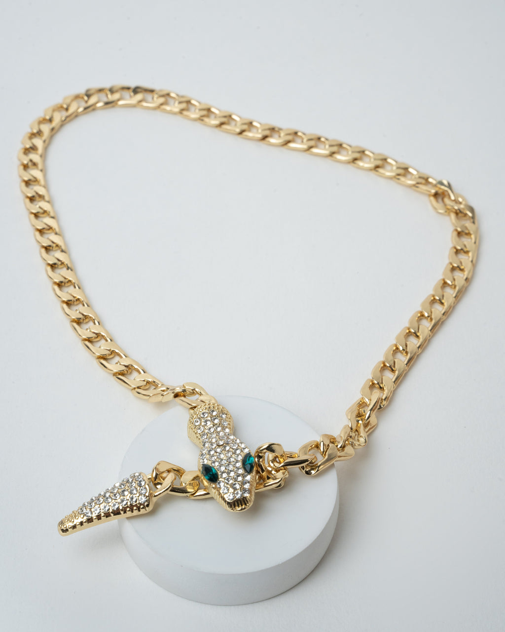 Exquisite Gold Snake-Head Chain Necklace