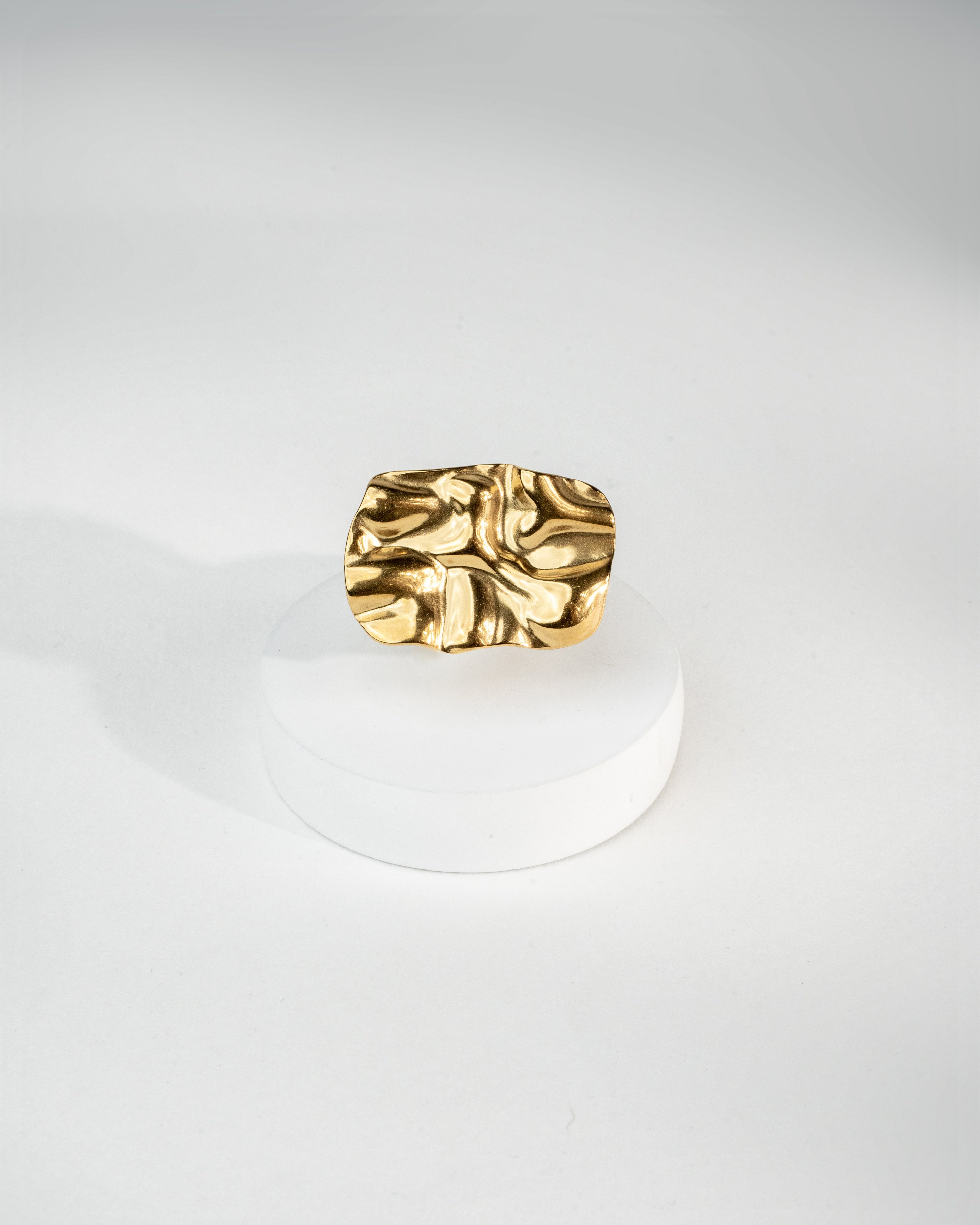Sculpted Elegance: Gold Plated Abstract Ring