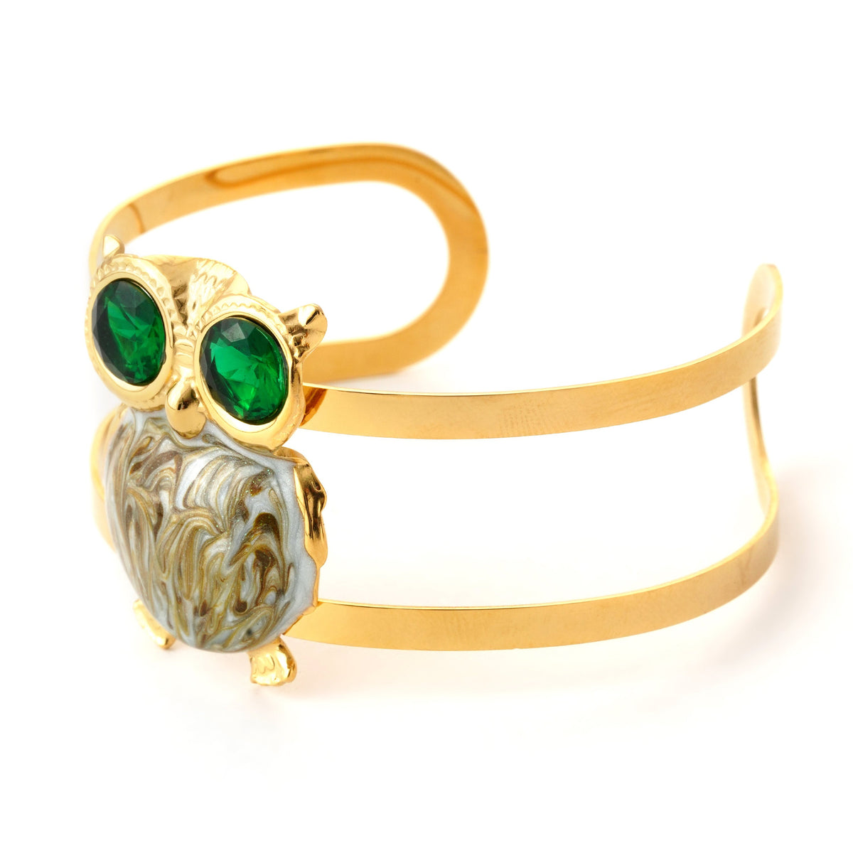 Elegant Owl Design Gold-Tone Adjustable Bangle