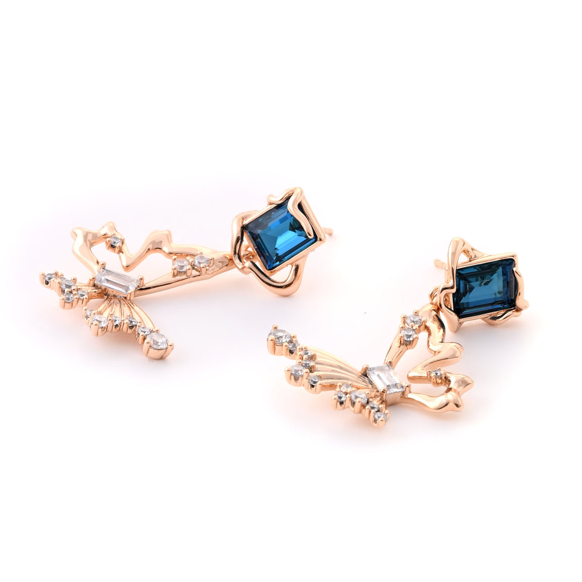 Elegant Sapphire and Diamond Rose Gold Earrings