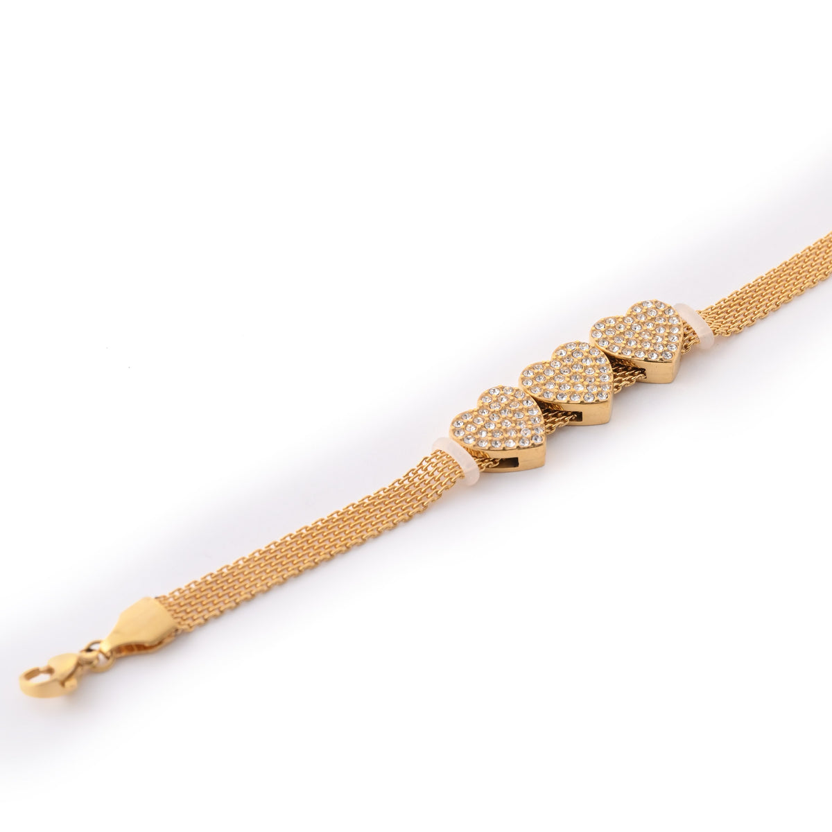 Elegant Gold Heart Charm Bracelet with Crystal Accents